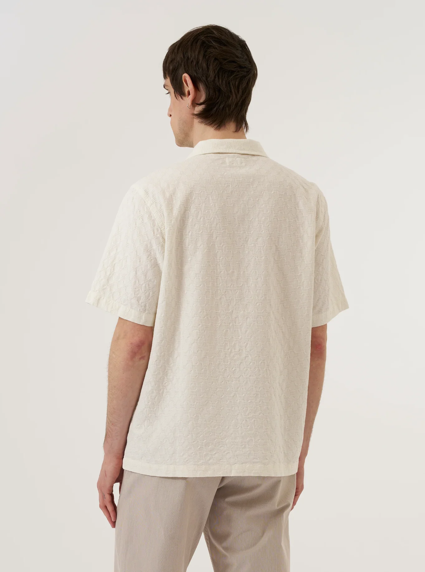 Universal Works - Road Shirt in Ecru Dot Waffle - Image 6
