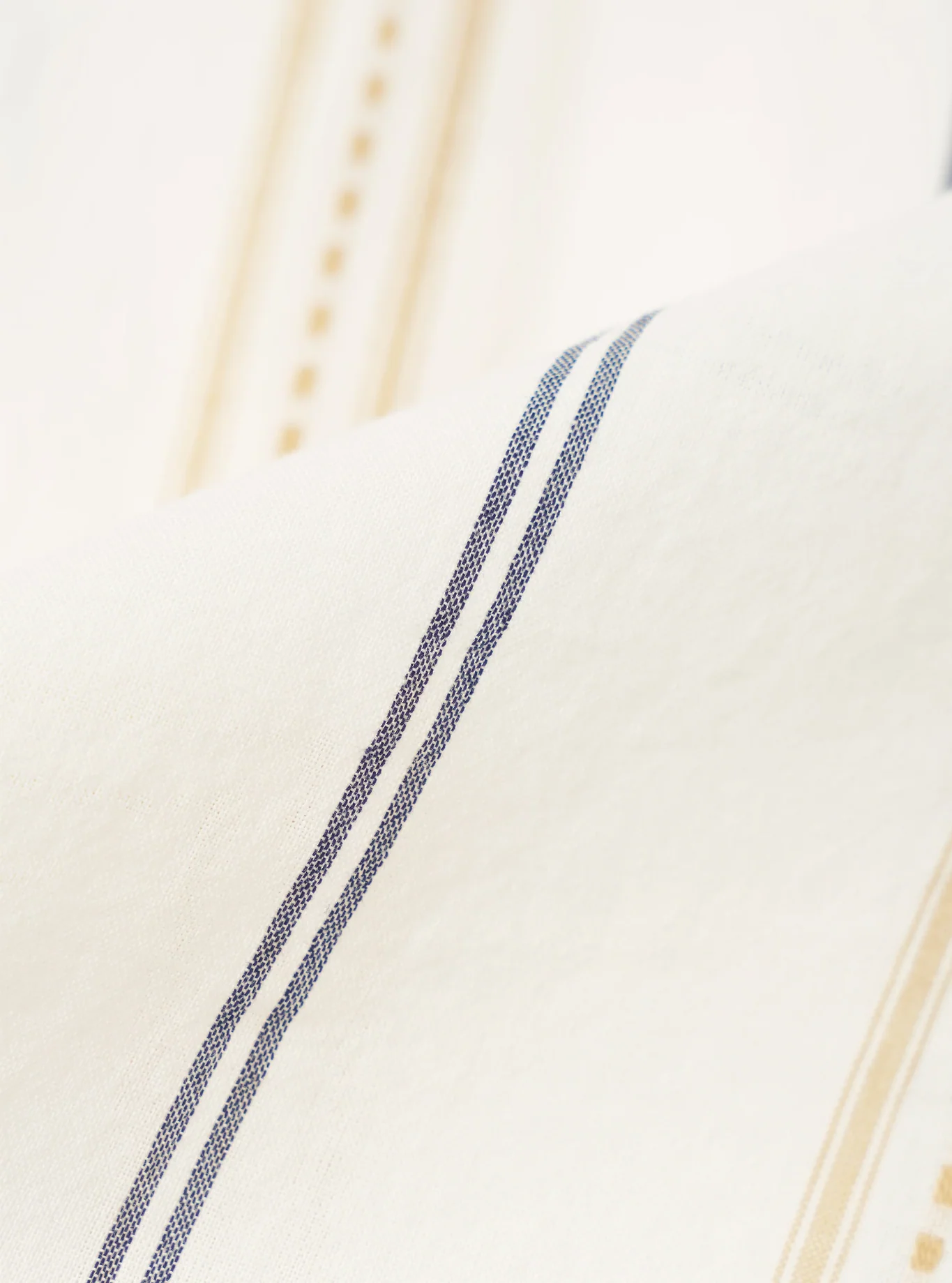 Universal Works - Road Shirt in Ecru/Navy/Sand Hendrix Stripe - Image 4