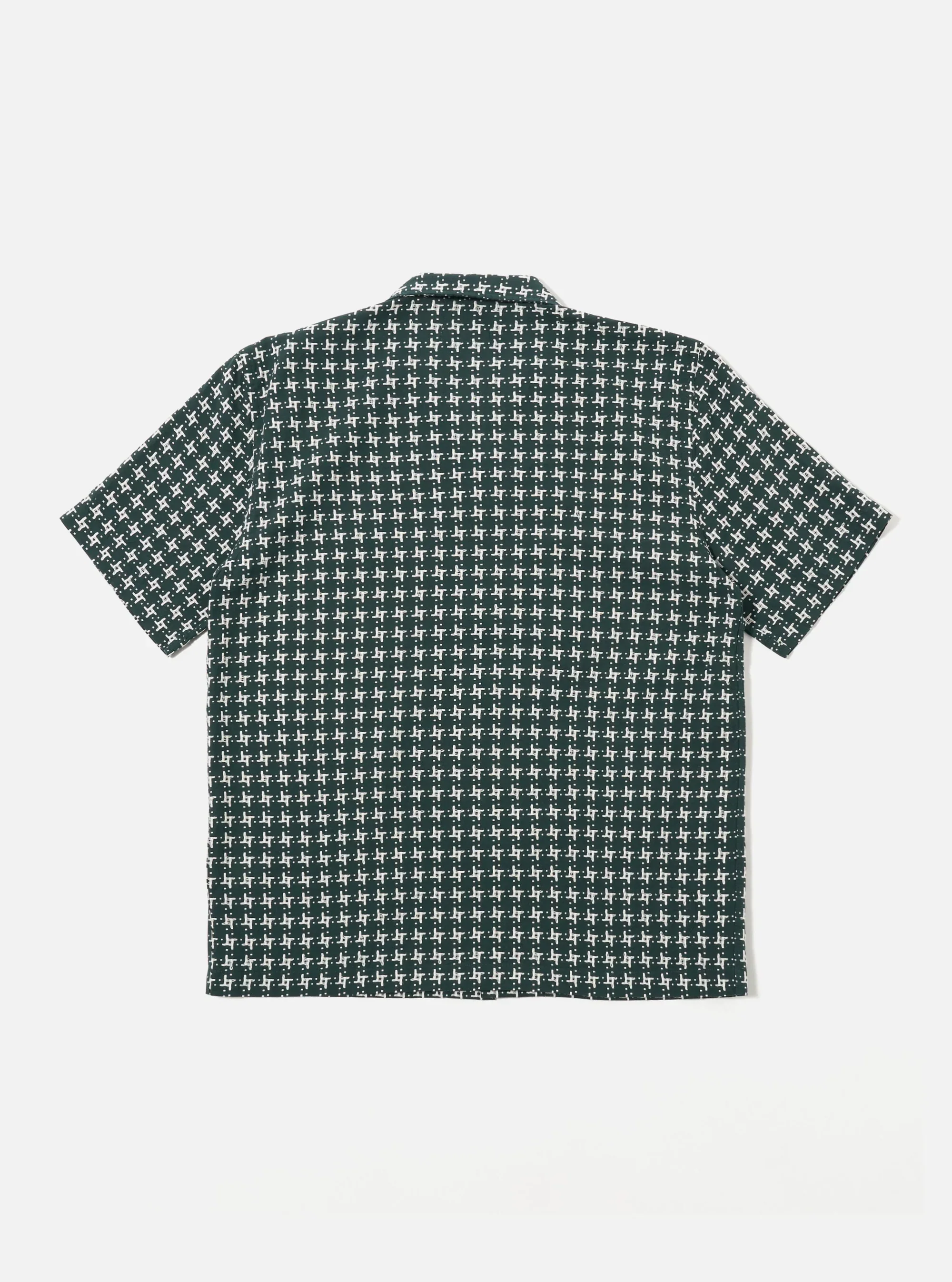 Universal Works - Road Shirt in Green/White Rhodes 8 Cotton - Image 2