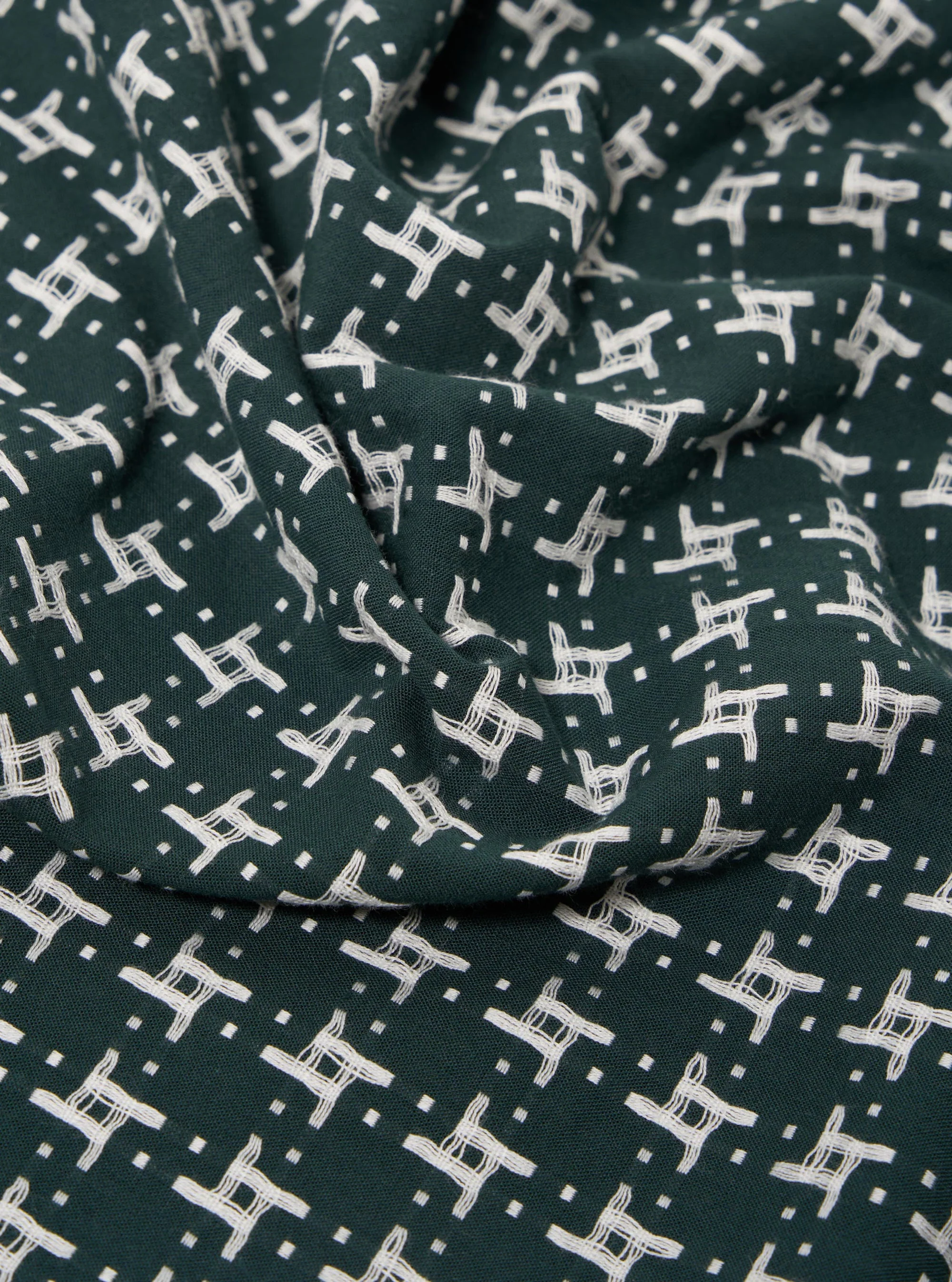 Universal Works - Road Shirt in Green/White Rhodes 8 Cotton - Image 4