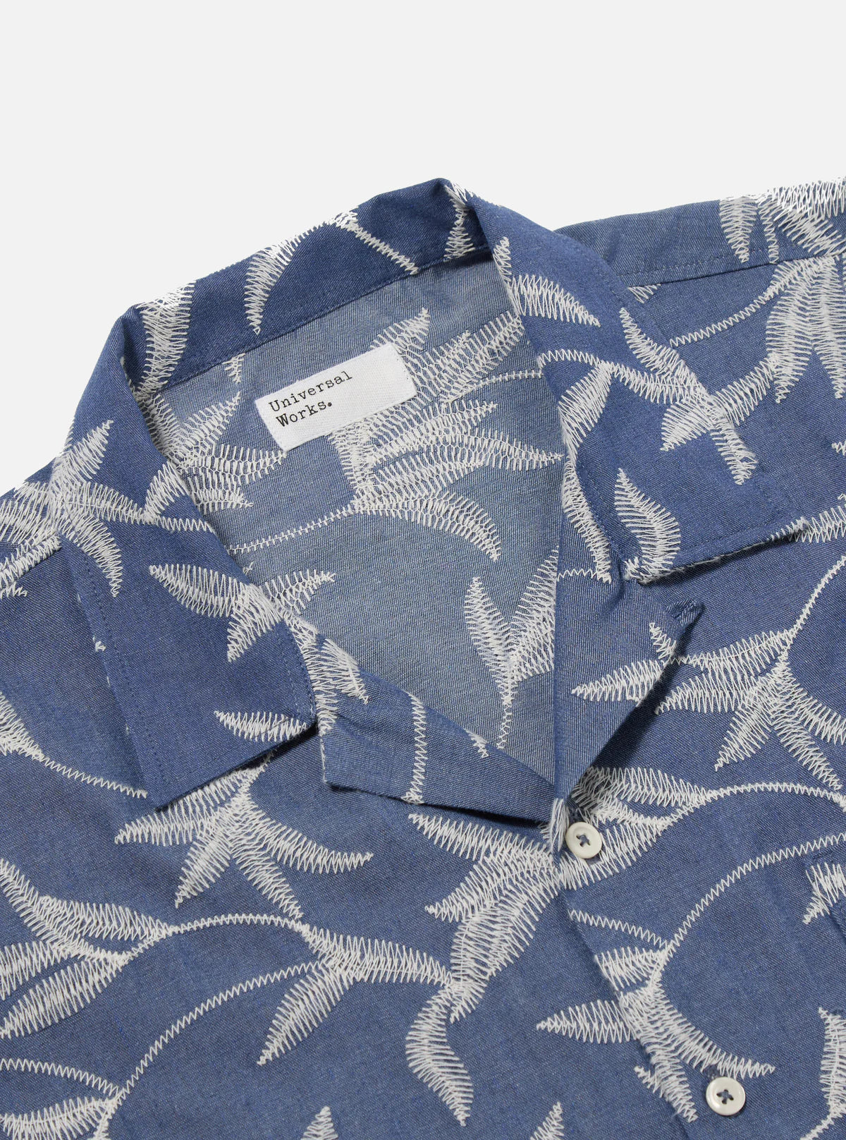 Universal Works - Road Shirt in Indigo Summer Jungle Cotton - Image 3