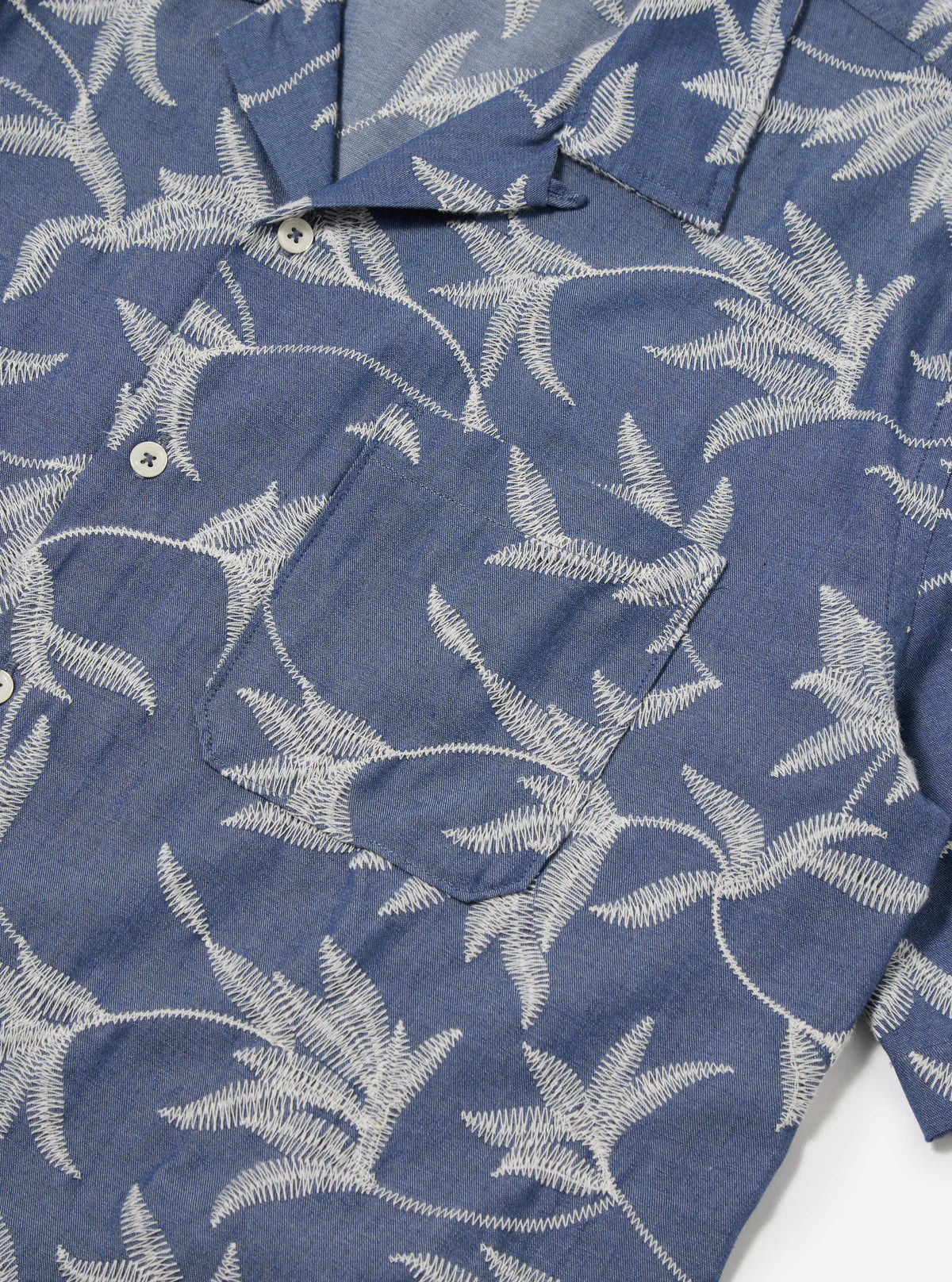 Universal Works - Road Shirt in Indigo Summer Jungle Cotton - Image 4