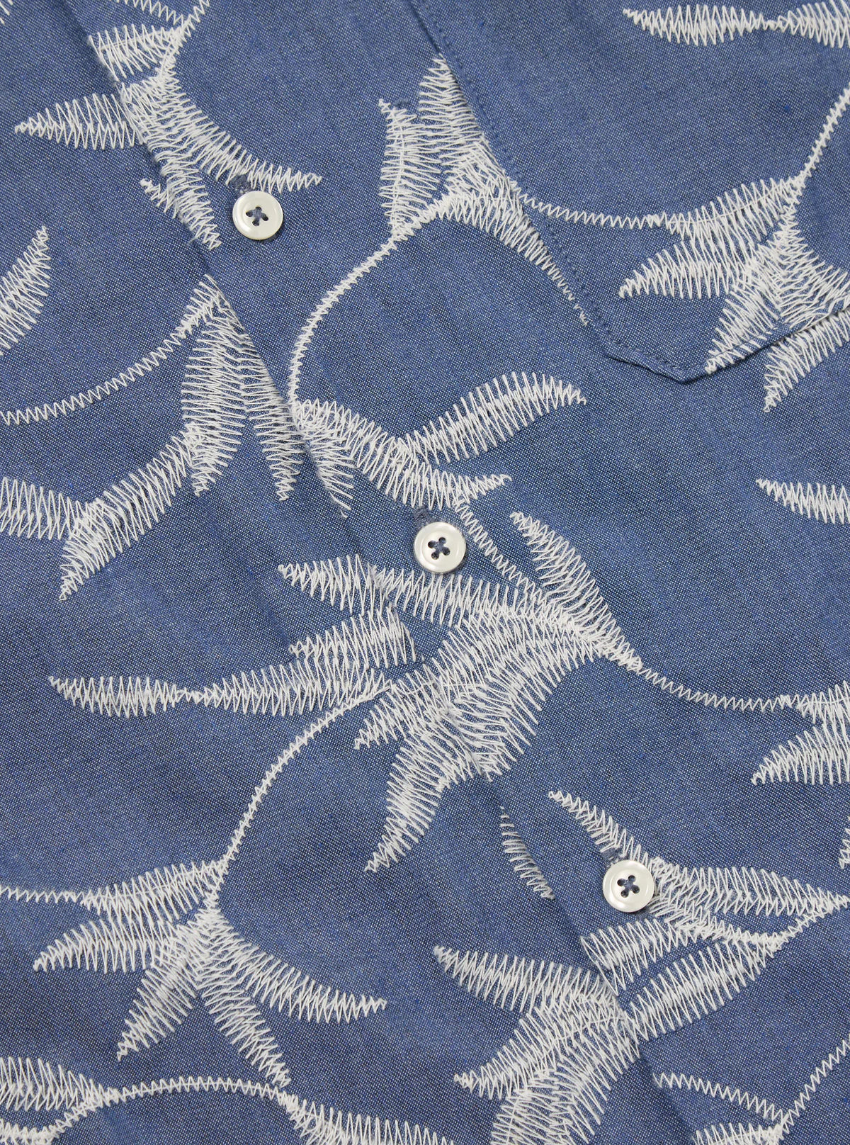 Universal Works - Road Shirt in Indigo Summer Jungle Cotton - Image 5