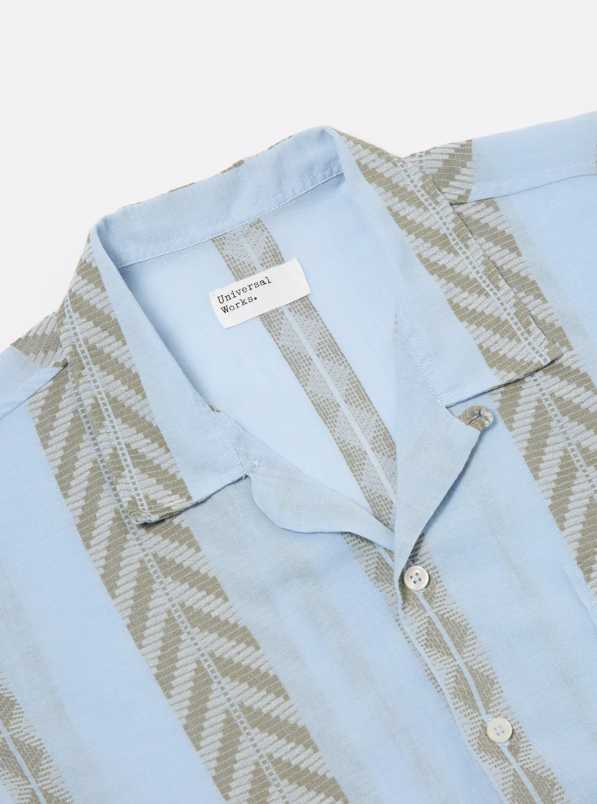 Universal Works - Road Shirt in Pale Blue Hendrix Beach Stripe - Image 3