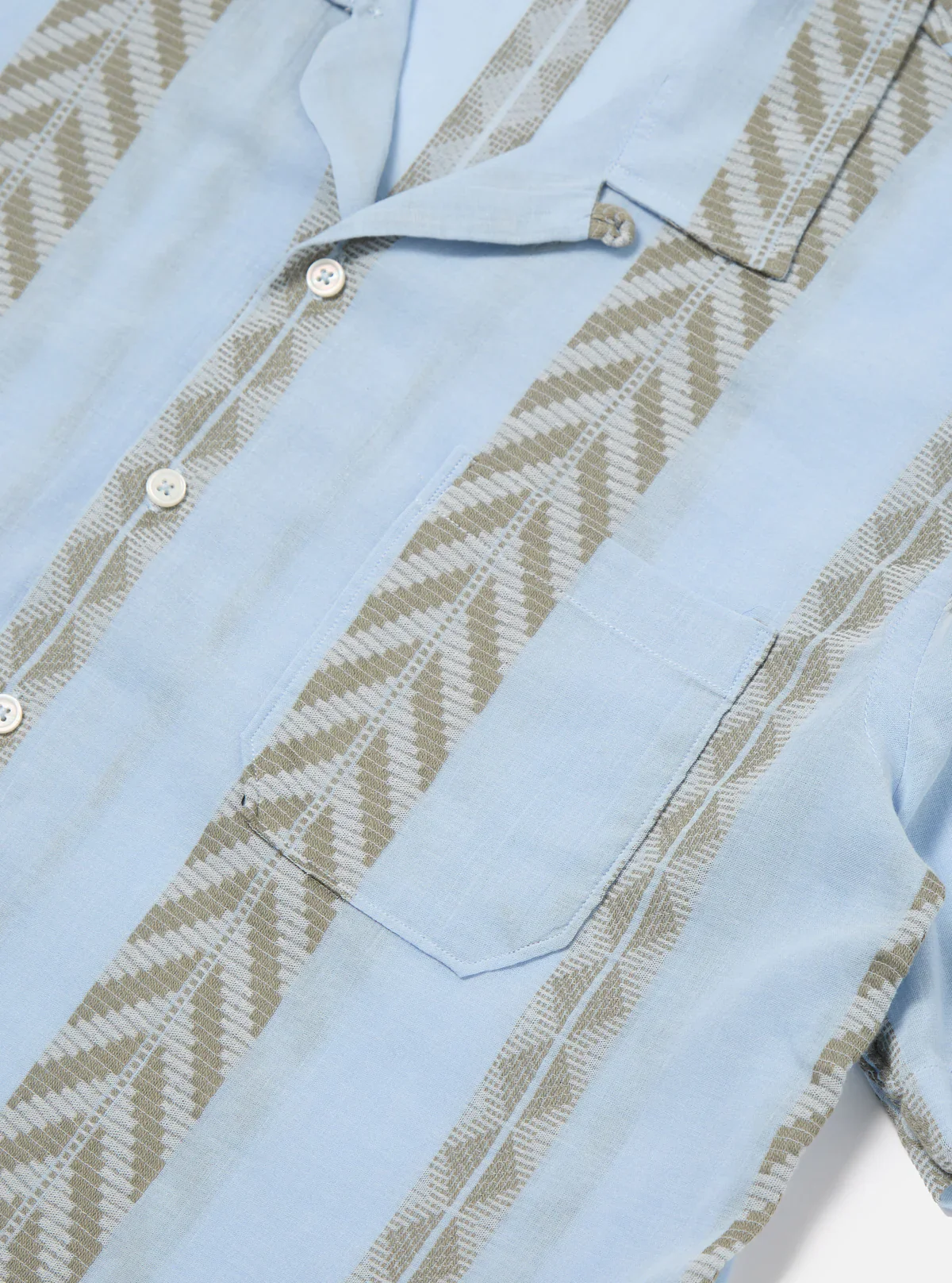Universal Works - Road Shirt in Pale Blue Hendrix Beach Stripe - Image 4