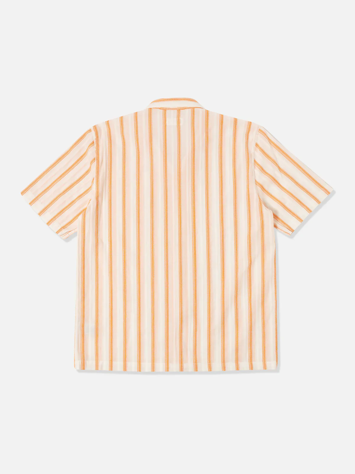 Universal Works - Road Shirt in White/Orange Fans Stripe Cotton - Image 2