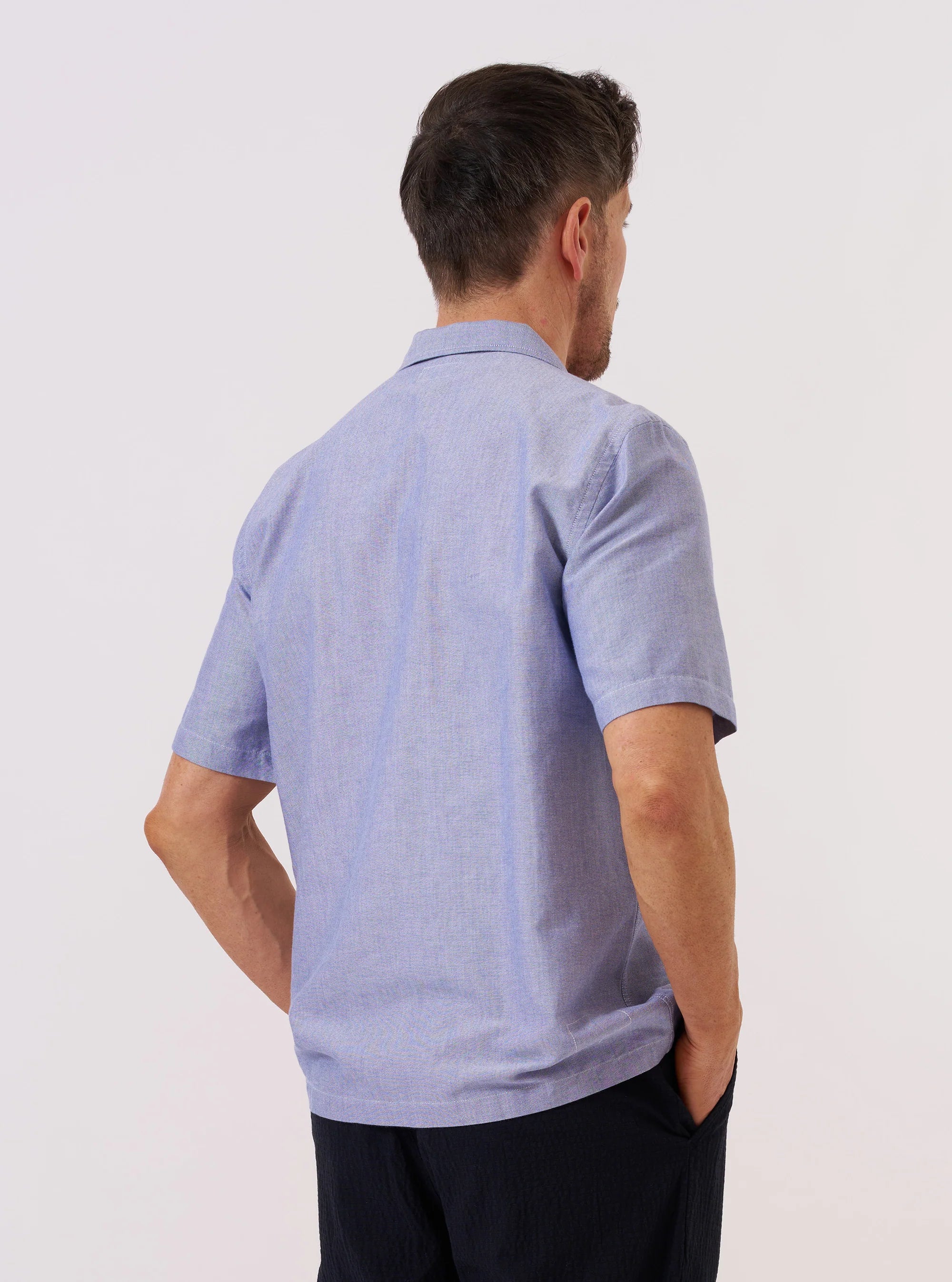Universal Works - Road Trip Shirt in Blue Oxford Shirting - Image 6