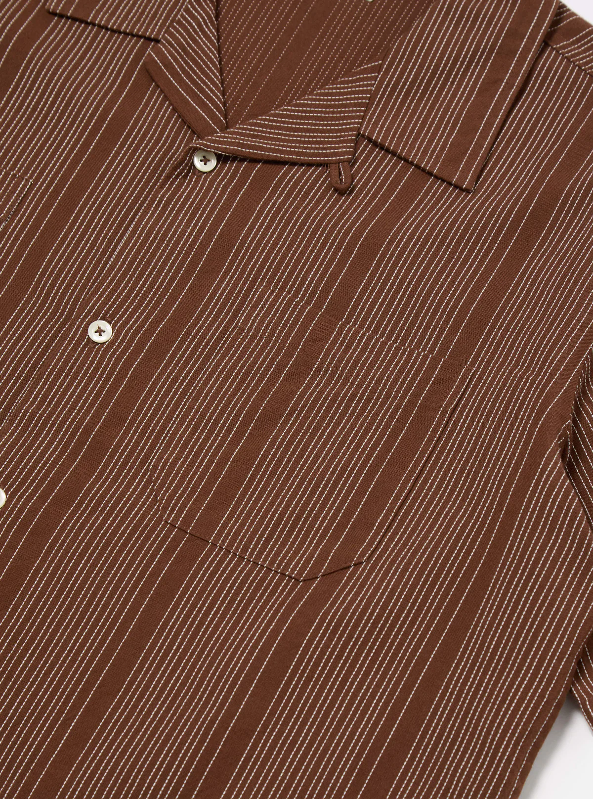 Universal Works - Sal Road Shirt in Brown Kantha Stripe - Image 4
