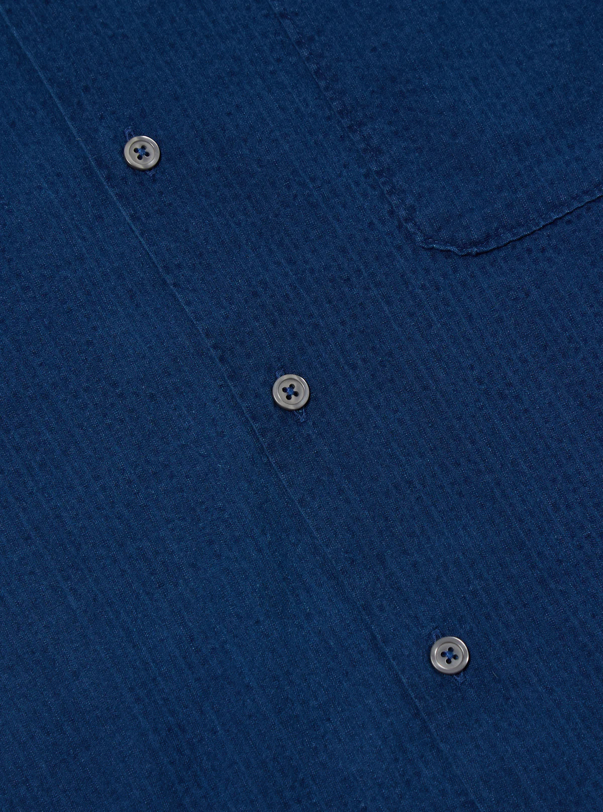 Universal Works - Road Shirt in Washed Indigo Seersucker - Image 5