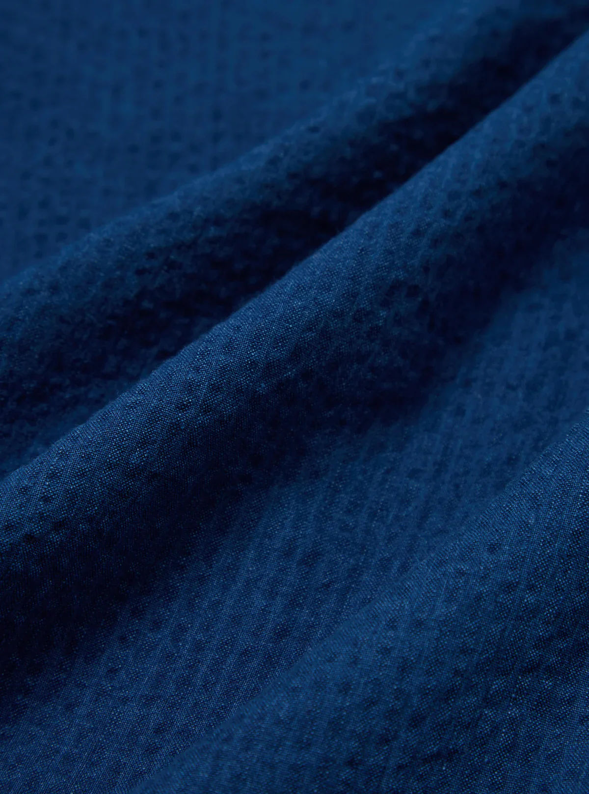 Universal Works - Road Shirt in Washed Indigo Seersucker - Image 6