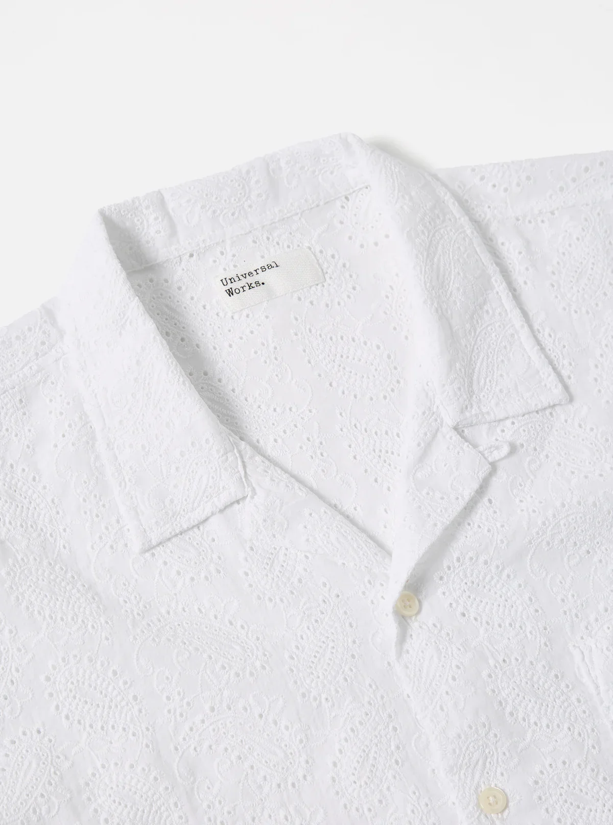 Universal Works - Road Shirt in White Hacoba - Image 3