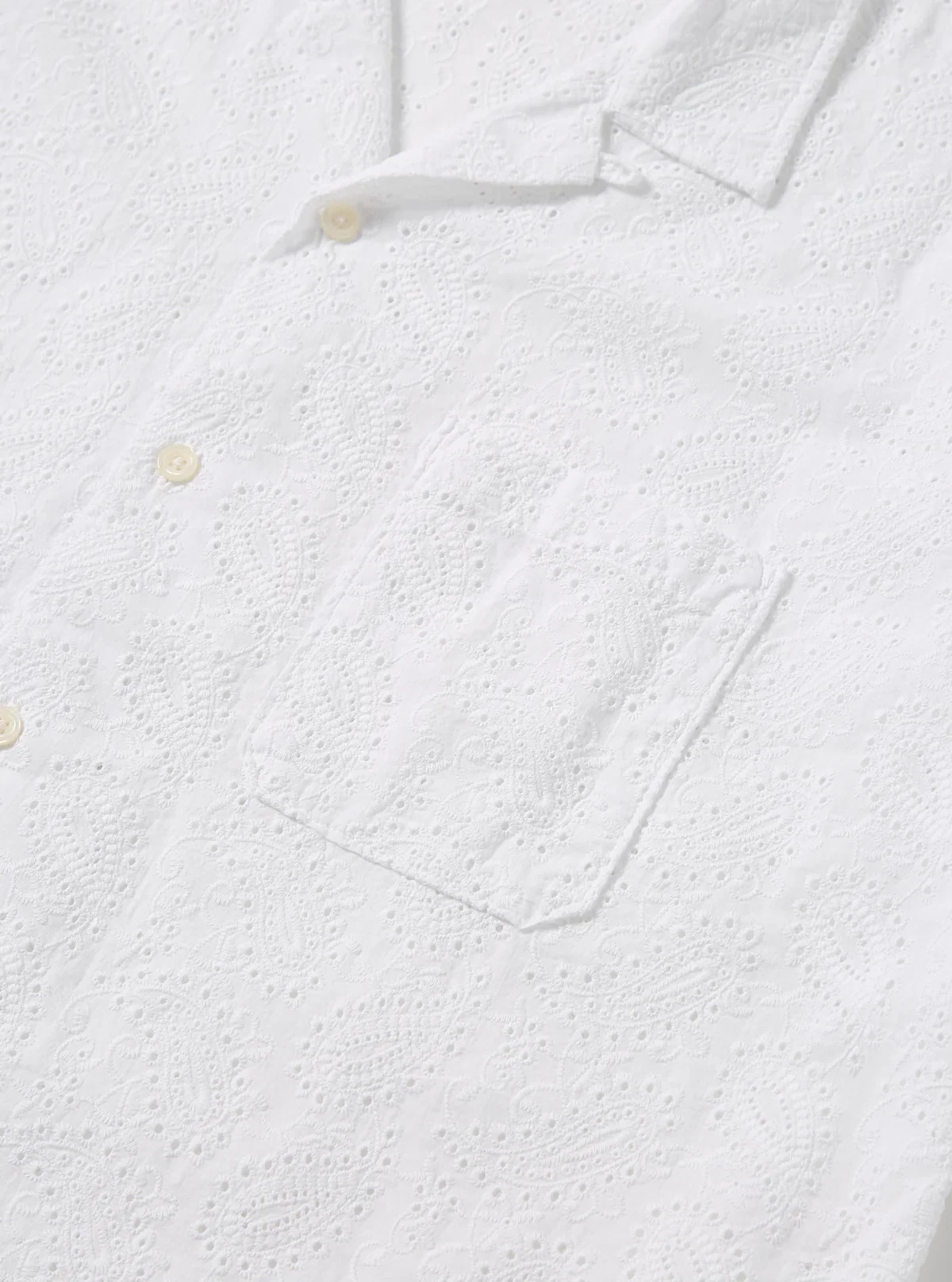 Universal Works - Road Shirt in White Hacoba - Image 4