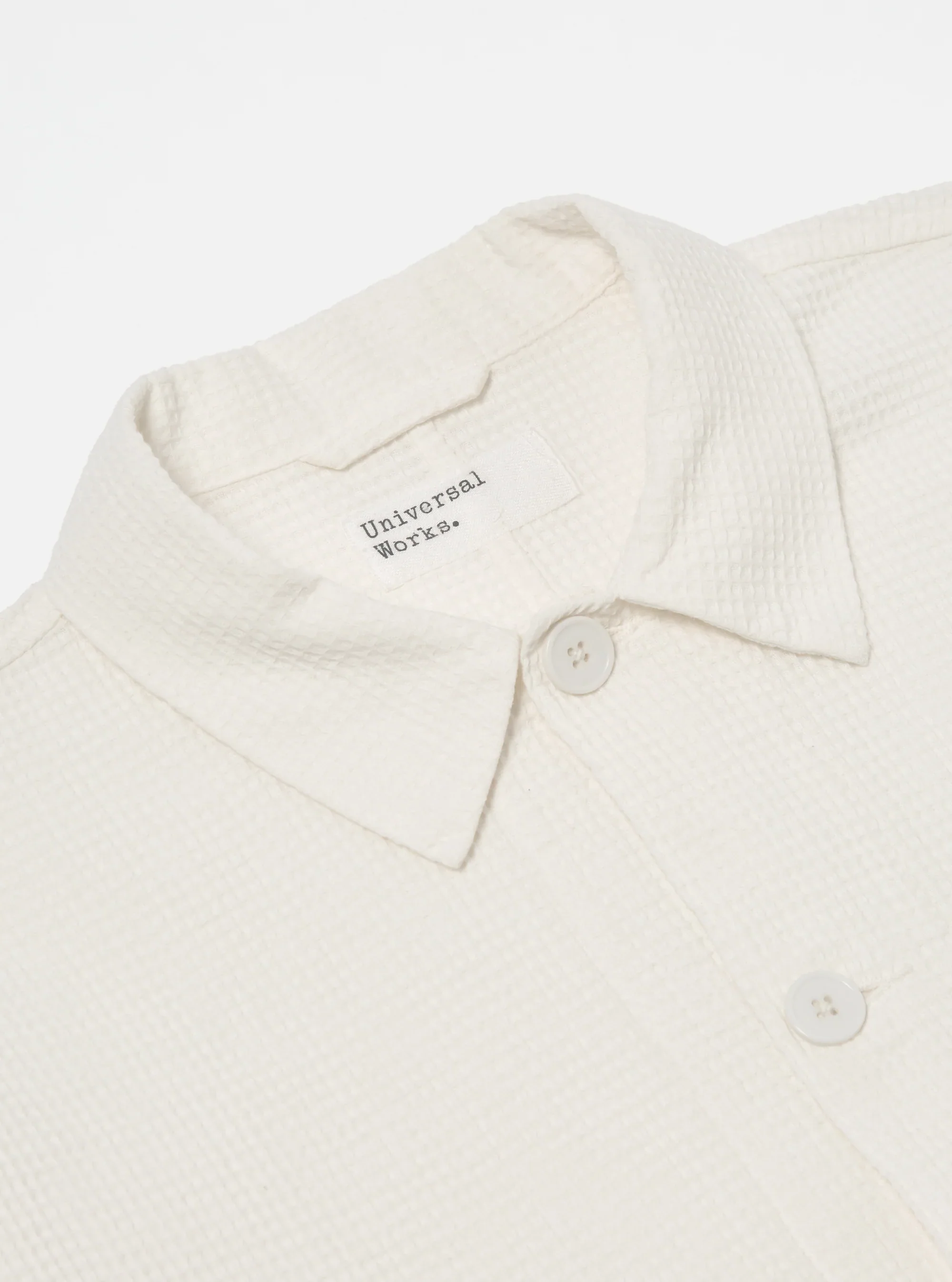 Universal Works - Travail Overshirt in Ecru Japanese Waffle - Image 3