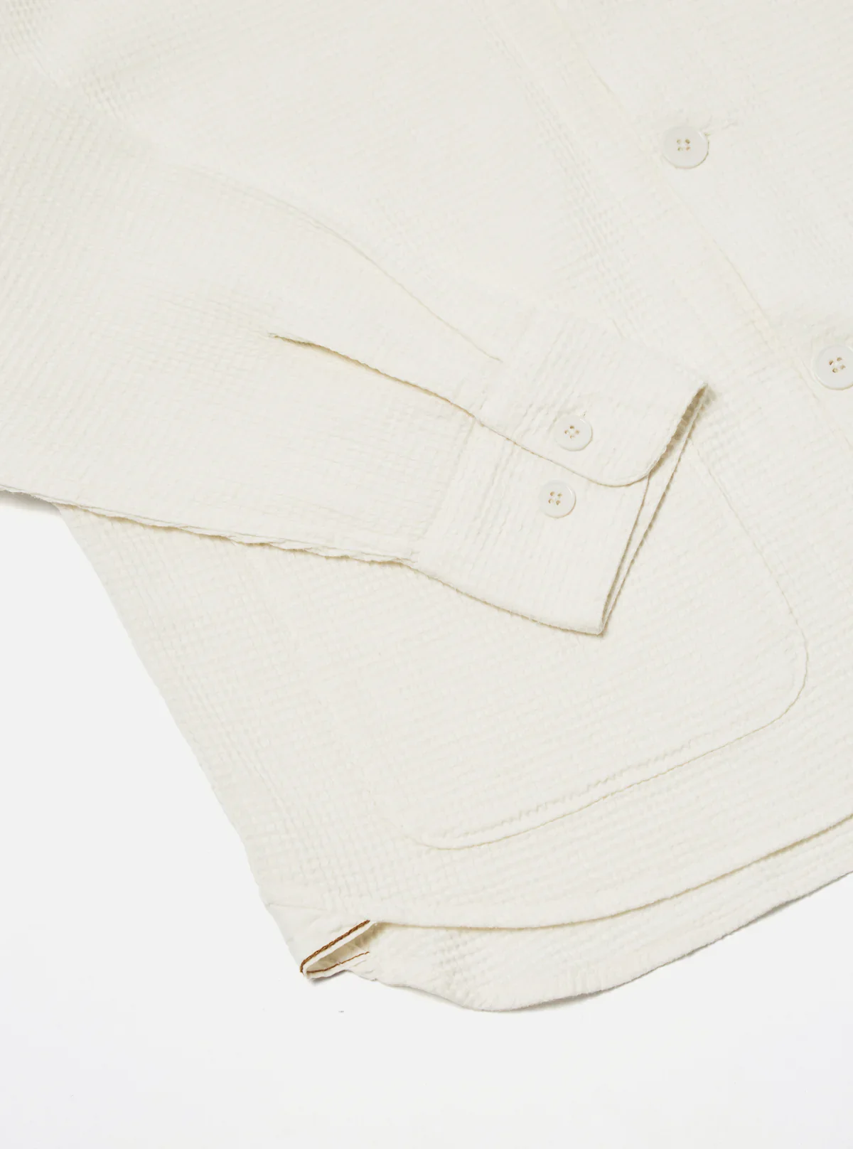 Universal Works - Travail Overshirt in Ecru Japanese Waffle - Image 4