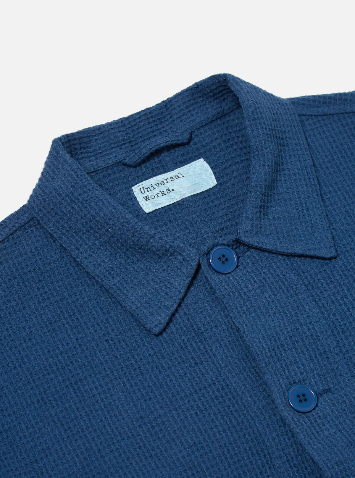 Universal Works - Travail Overshirt in Navy Japanese Waffle - Image 3