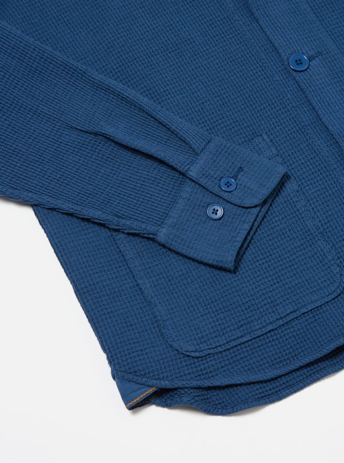 Universal Works - Travail Overshirt in Navy Japanese Waffle - Image 4