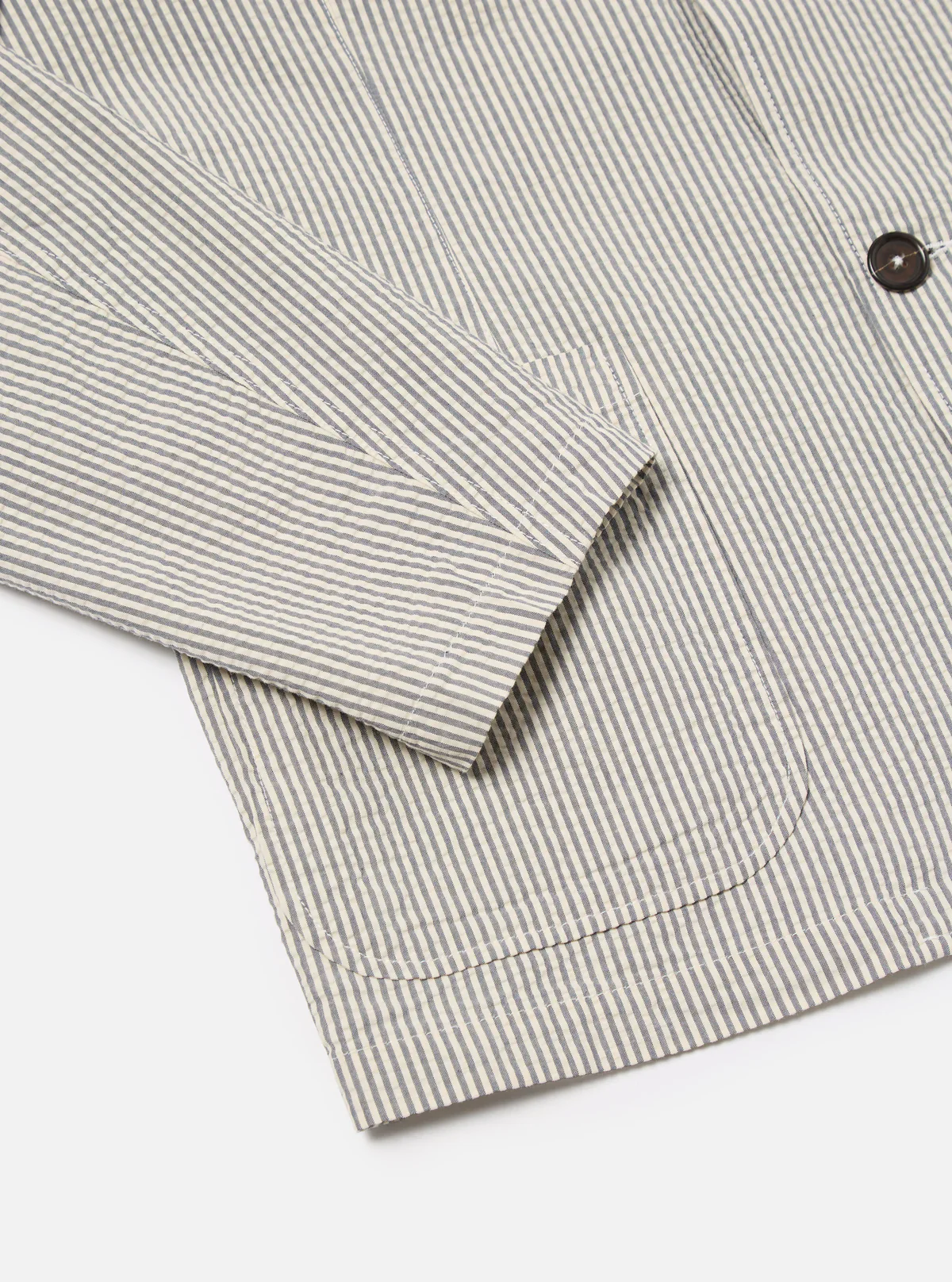 Universal Works - Two Button Jacket in Grey Derby Stripe - Image 5