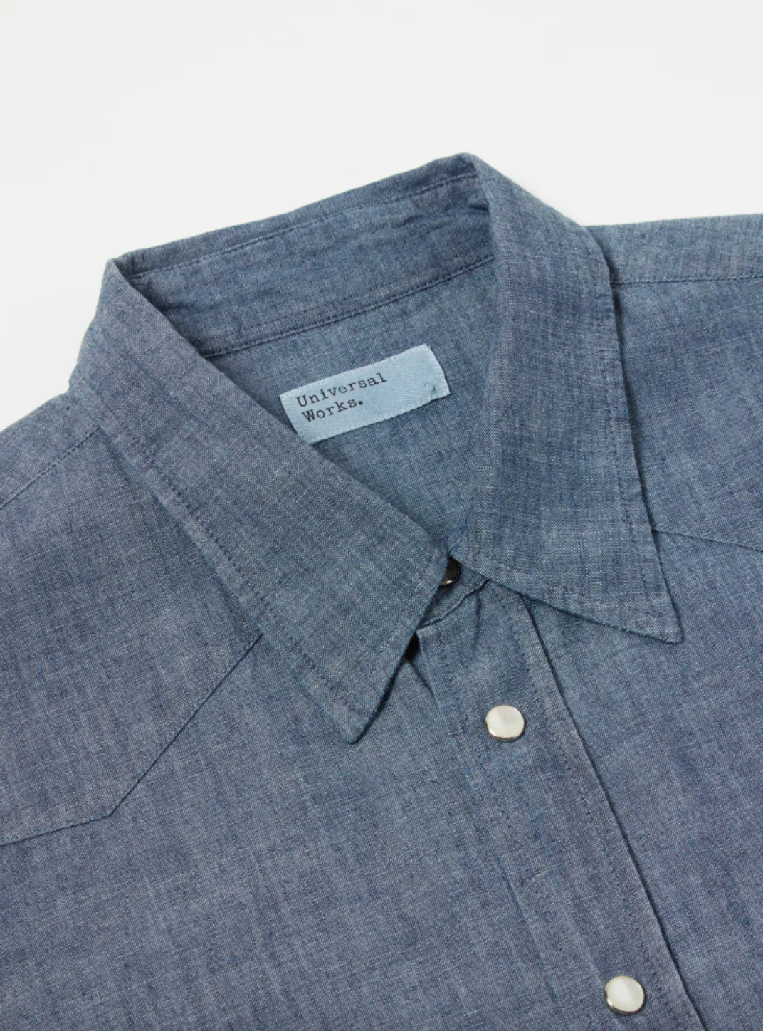 Universal Works- Western Garage Shirt Indigo Chambray - Image 4