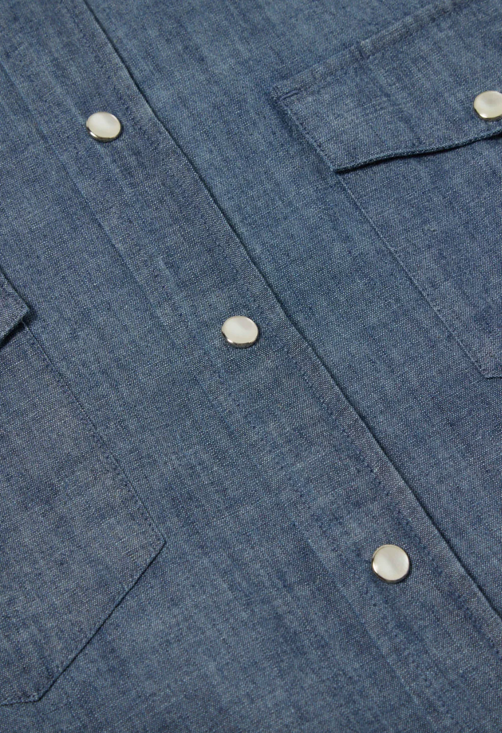 Universal Works- Western Garage Shirt Indigo Chambray - Image 5