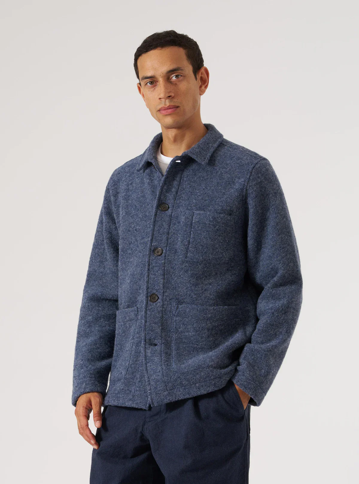 Universal Works - Wool Fleece Field Jacket in Slate Blue - Image 8