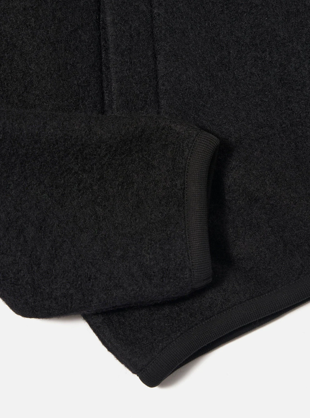 Universal Works - Wool Fleece Zip Bomber in Black - Image 5