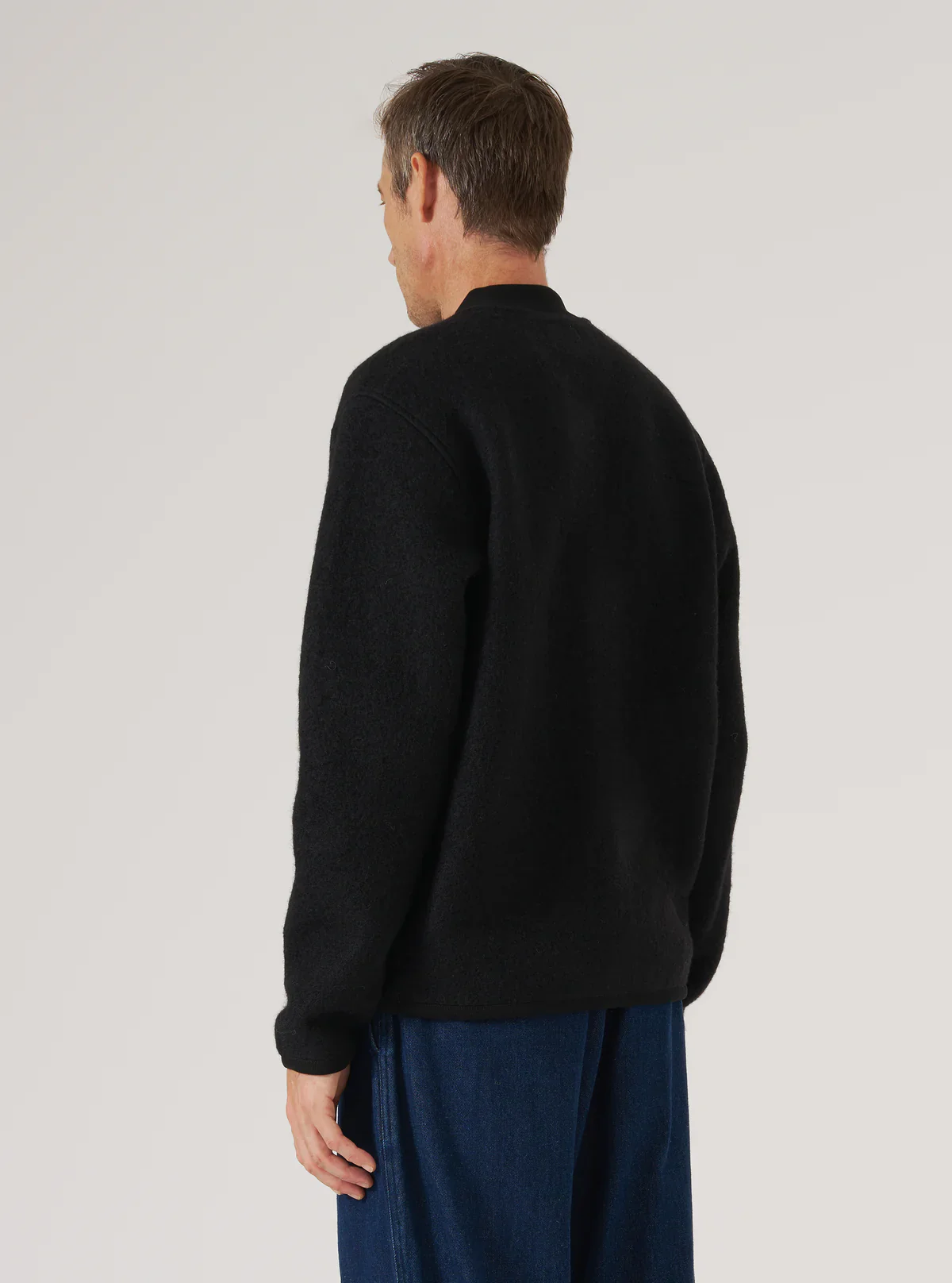 Universal Works - Wool Fleece Zip Bomber in Black - Image 8
