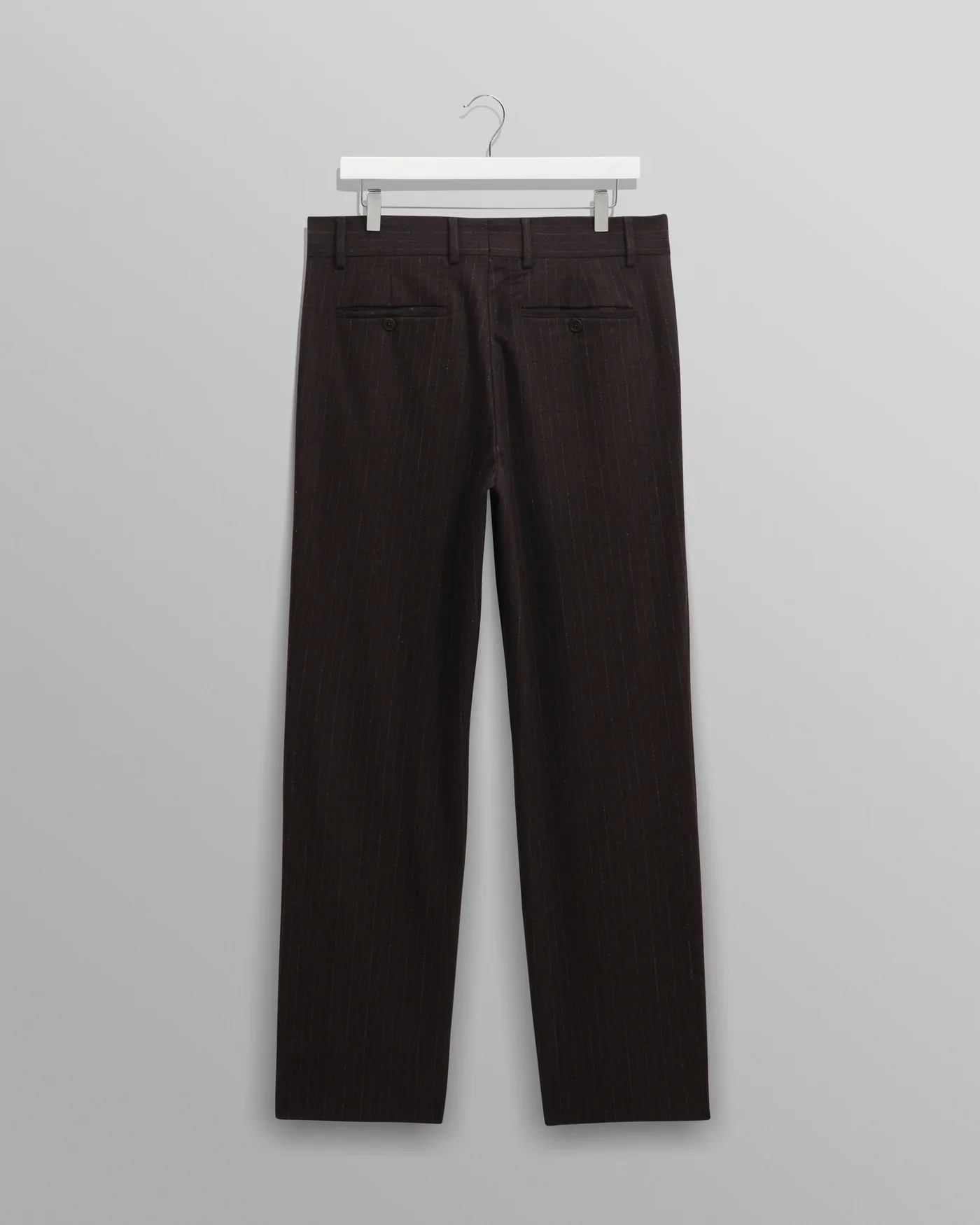 Wax London - Aston Dark Brown Wool Pinstripe Trousers - Image 2