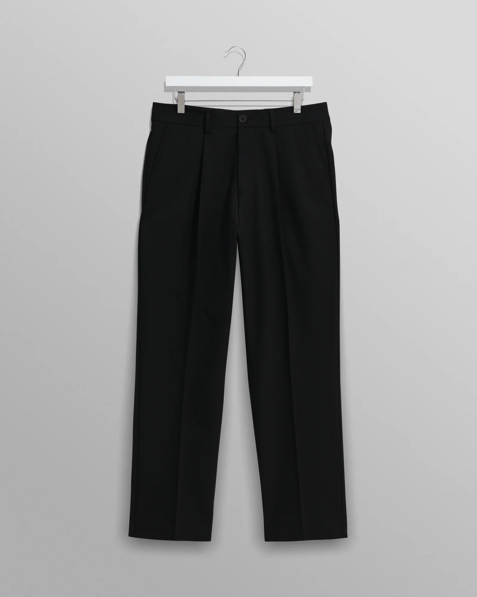 Wax London - Aubyn Black Wool Blend Twill Pleated Trousers