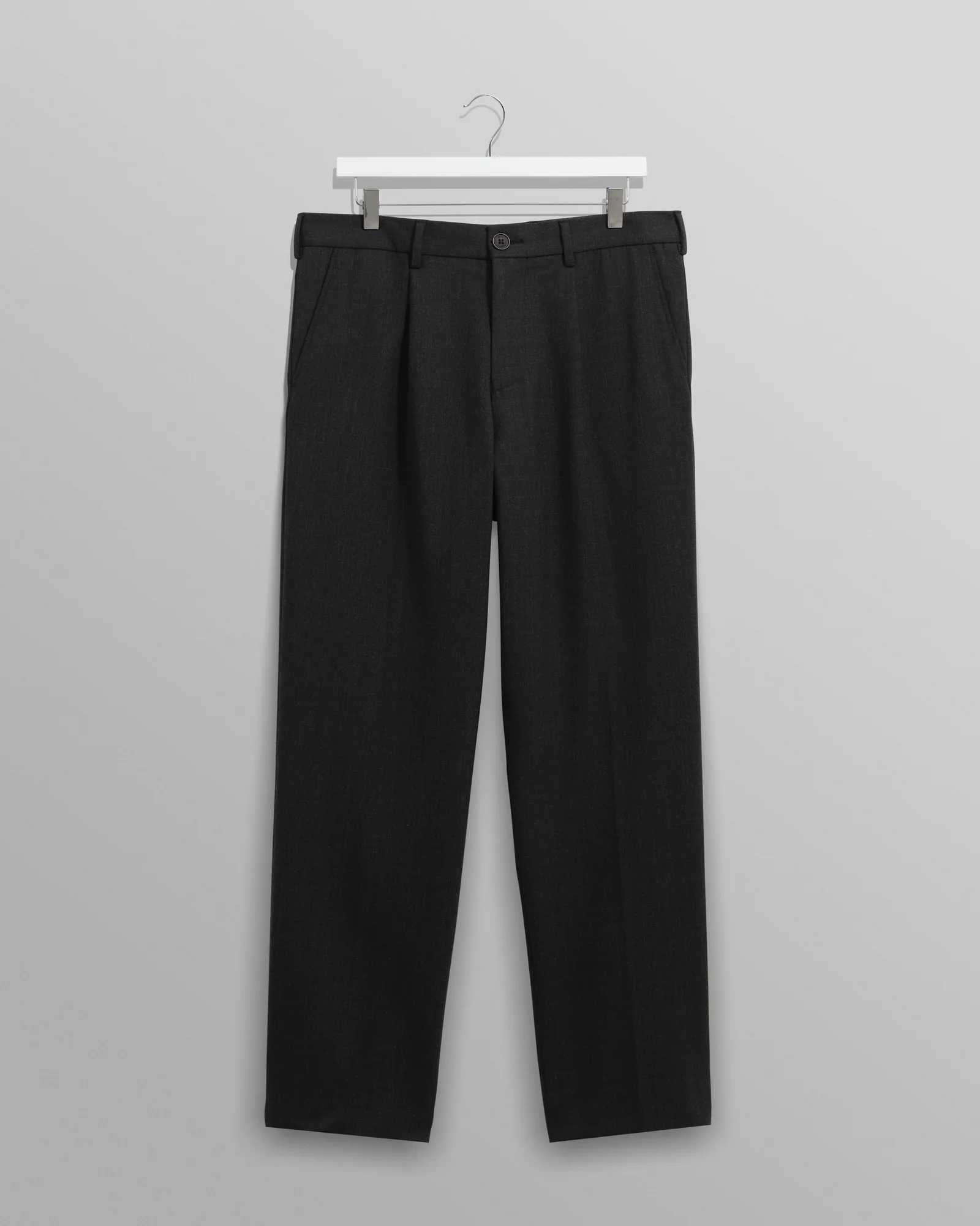 Wax London - Aubyn Charcoal Wool Blend Twill Pleated Trousers