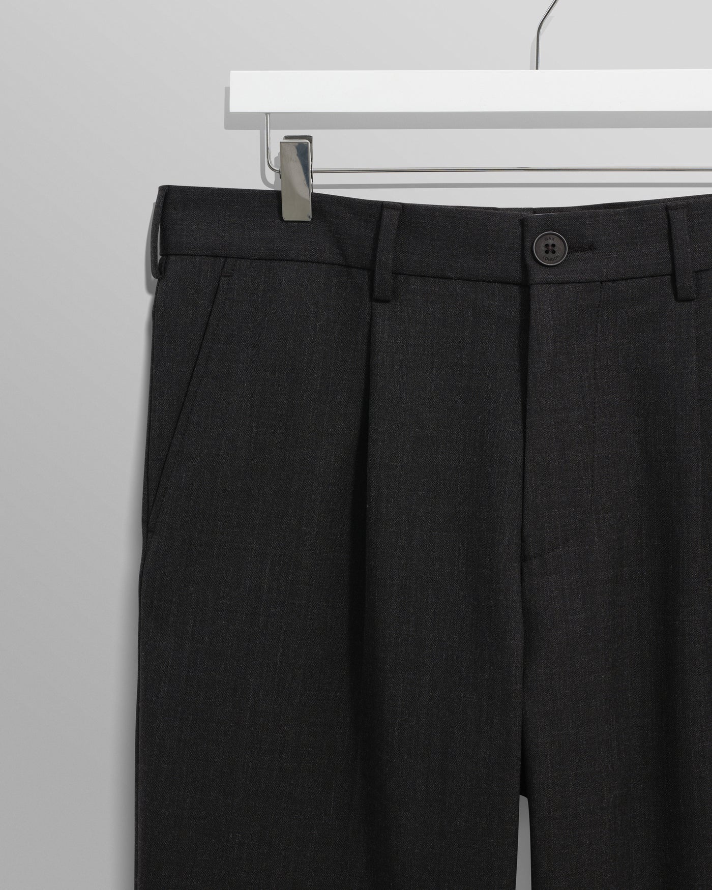 Wax London - Aubyn Charcoal Wool Blend Twill Pleated Trousers - Image 3