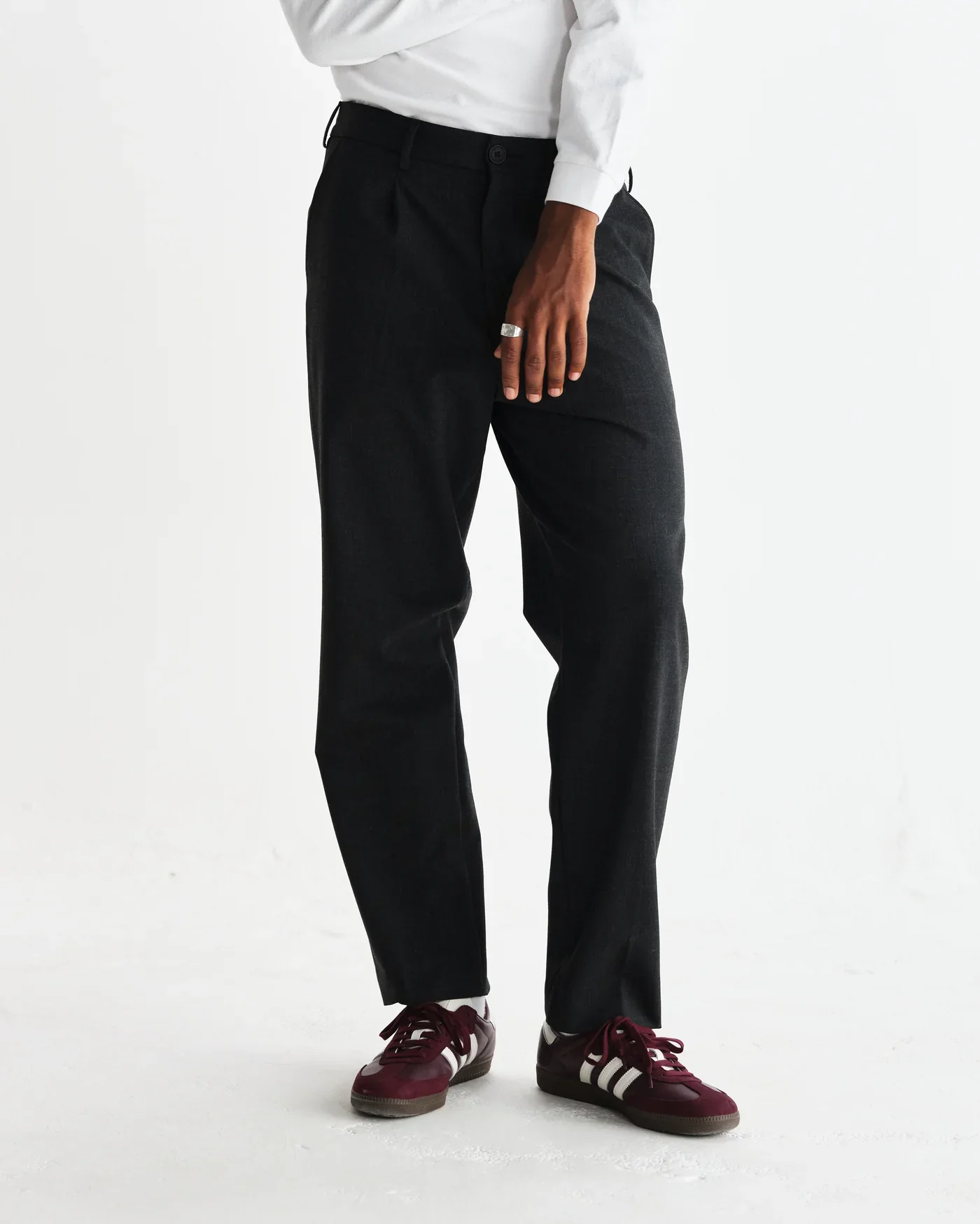 Wax London - Aubyn Charcoal Wool Blend Twill Pleated Trousers - Image 7