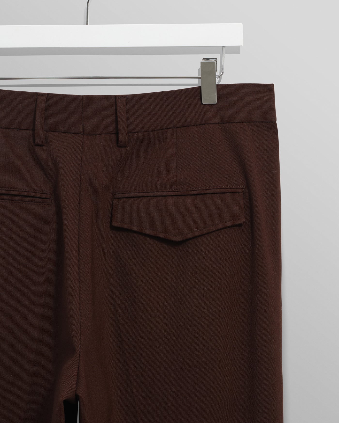 Wax London - Aubyn Dark Brown Wool Blend Twill Pleated Trousers - Image 4