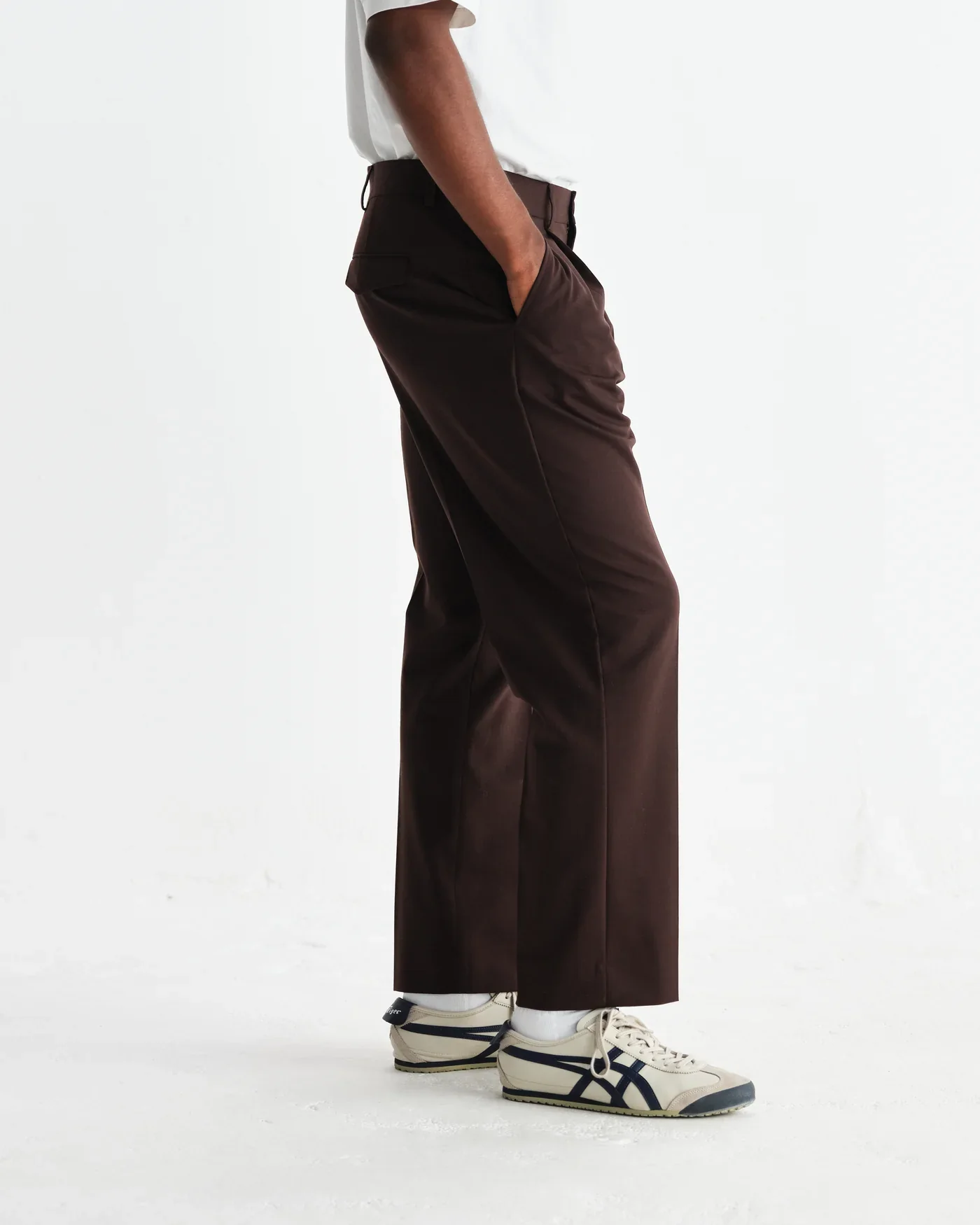 Wax London - Aubyn Dark Brown Wool Blend Twill Pleated Trousers - Image 8