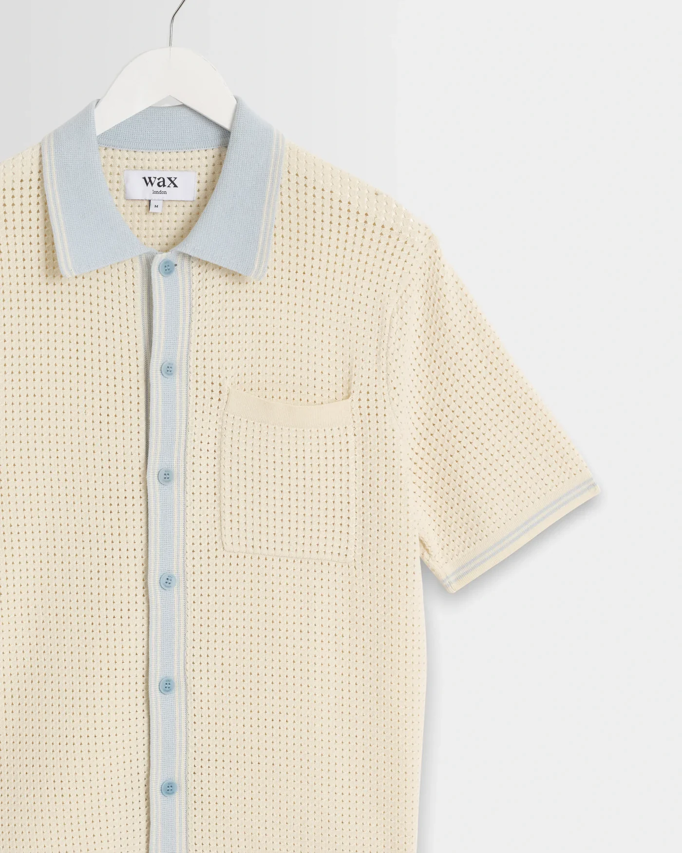 Wax London - Belle Tipped Pointelle Polo Shirt in Ecru - Image 3