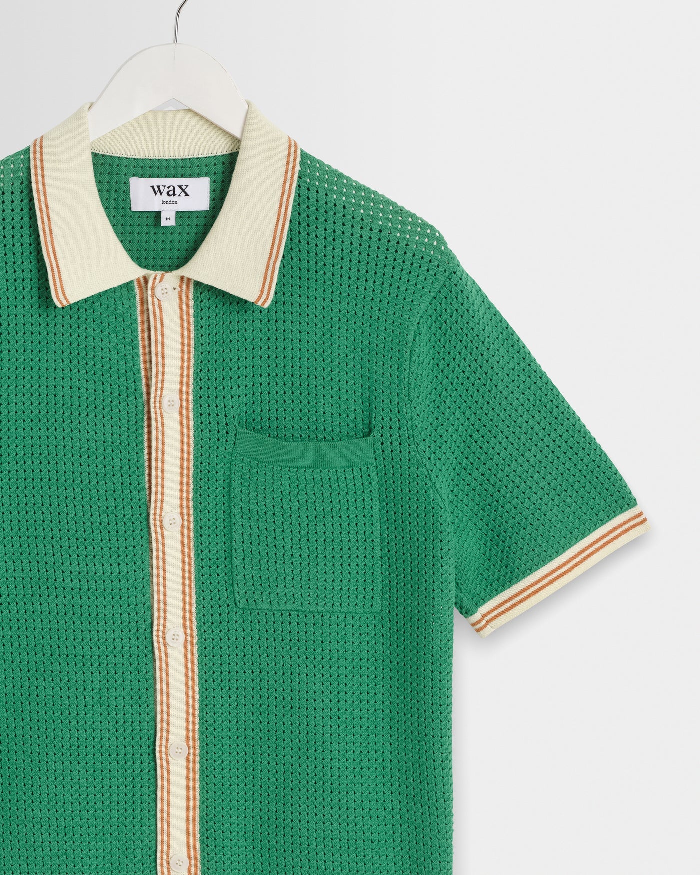 Wax London - Belle Tipped Pointelle Polo Shirt in Green - Image 3