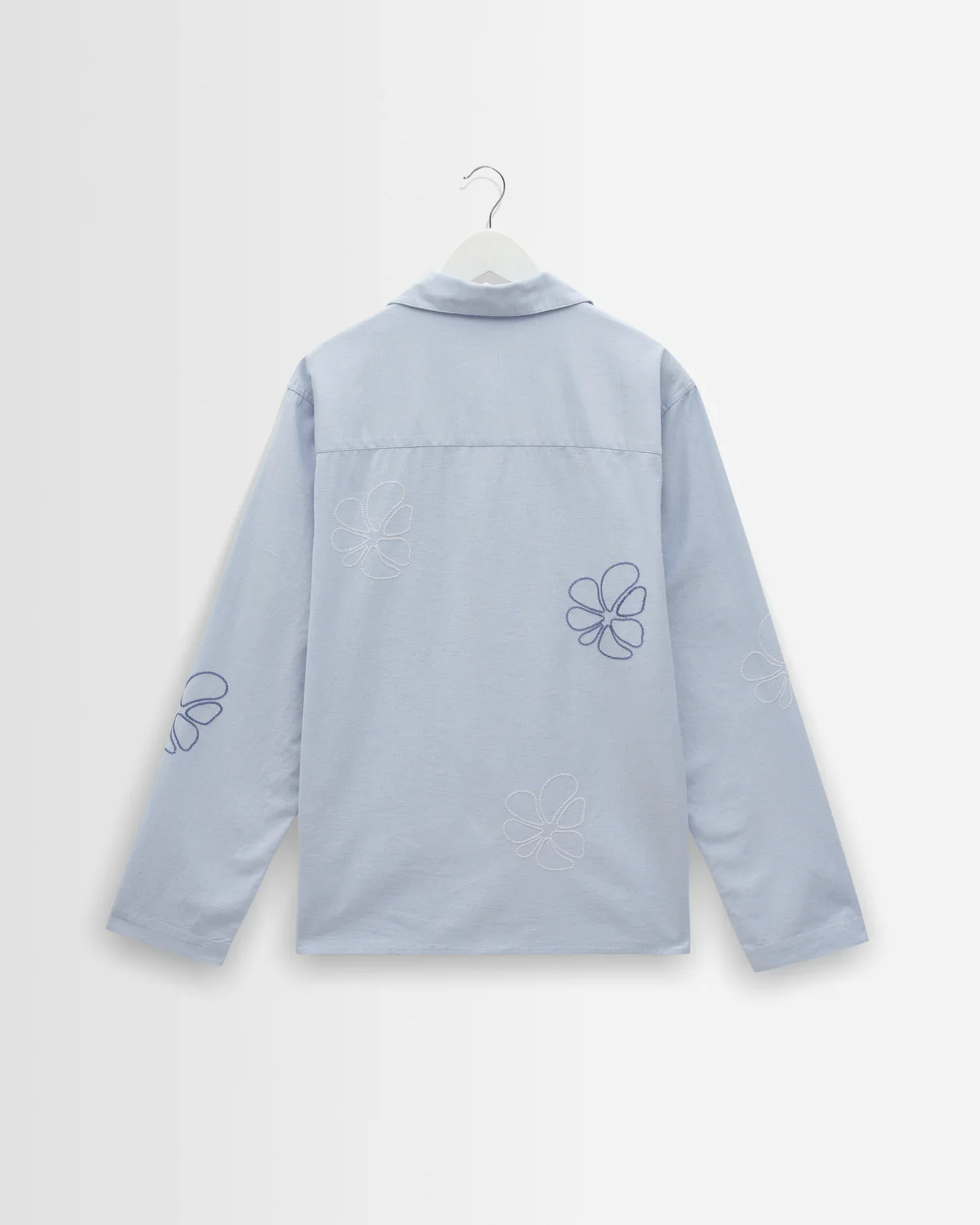 Wax London - Corey Cross Stitch Doodle Cotton-Linen Shirt in Blue - Image 2
