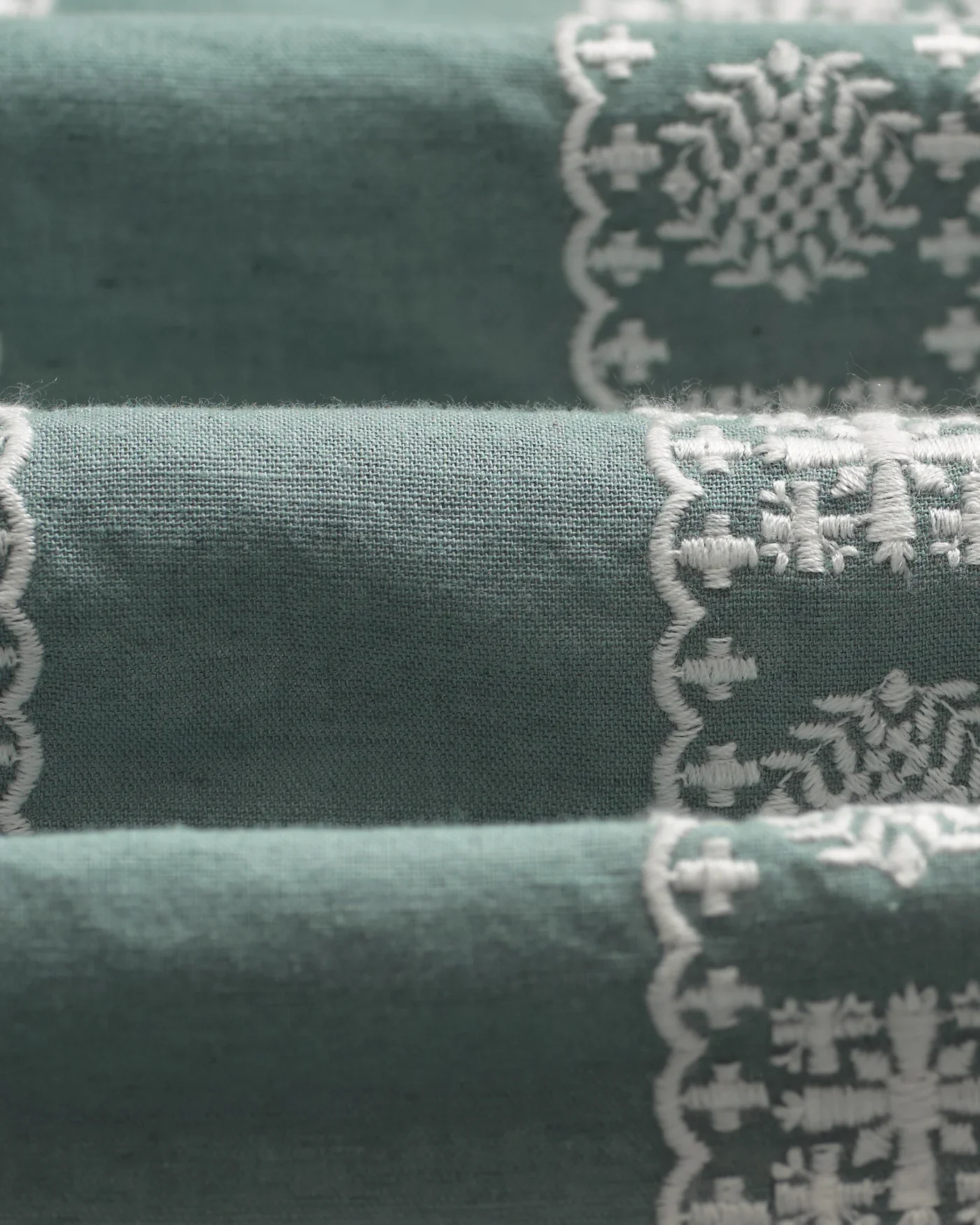 Wax London - Didcot Embroidered Short-Sleeve Shirt in Sea Green And Ecru - Image 4