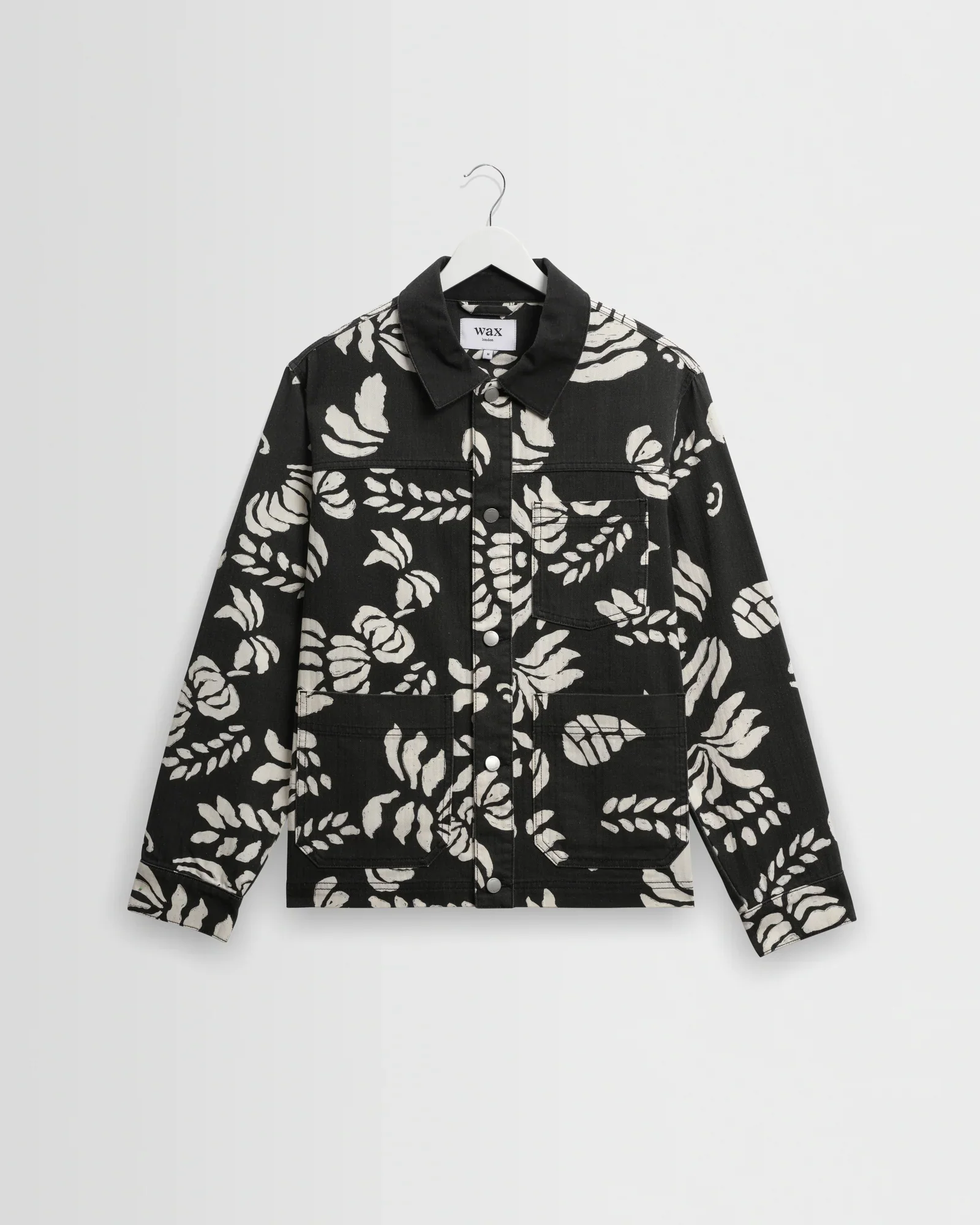 Wax London - Jay Printed Cotton Chore Jacket in Black And Ecru