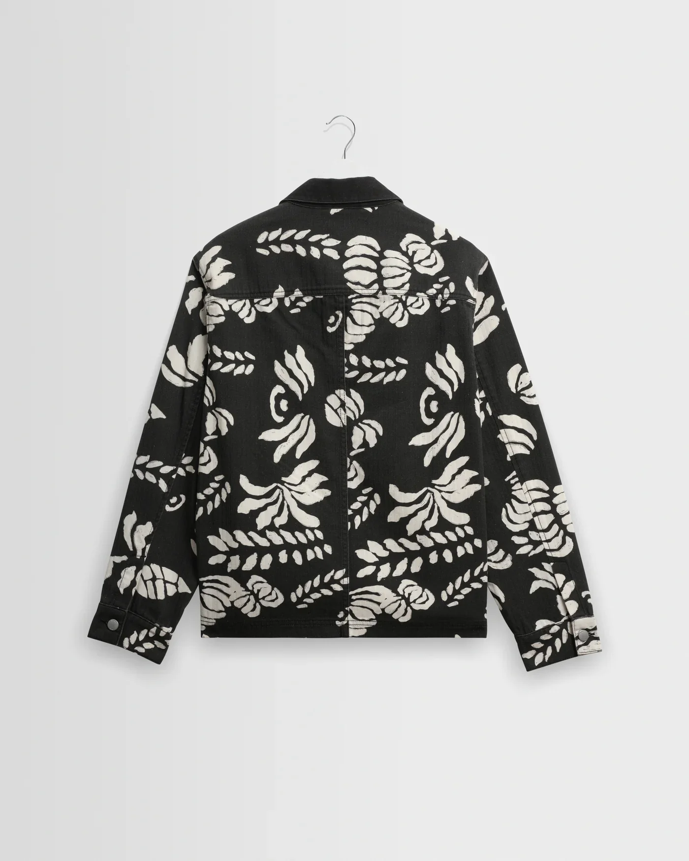 Wax London - Jay Printed Cotton Chore Jacket in Black And Ecru - Image 2