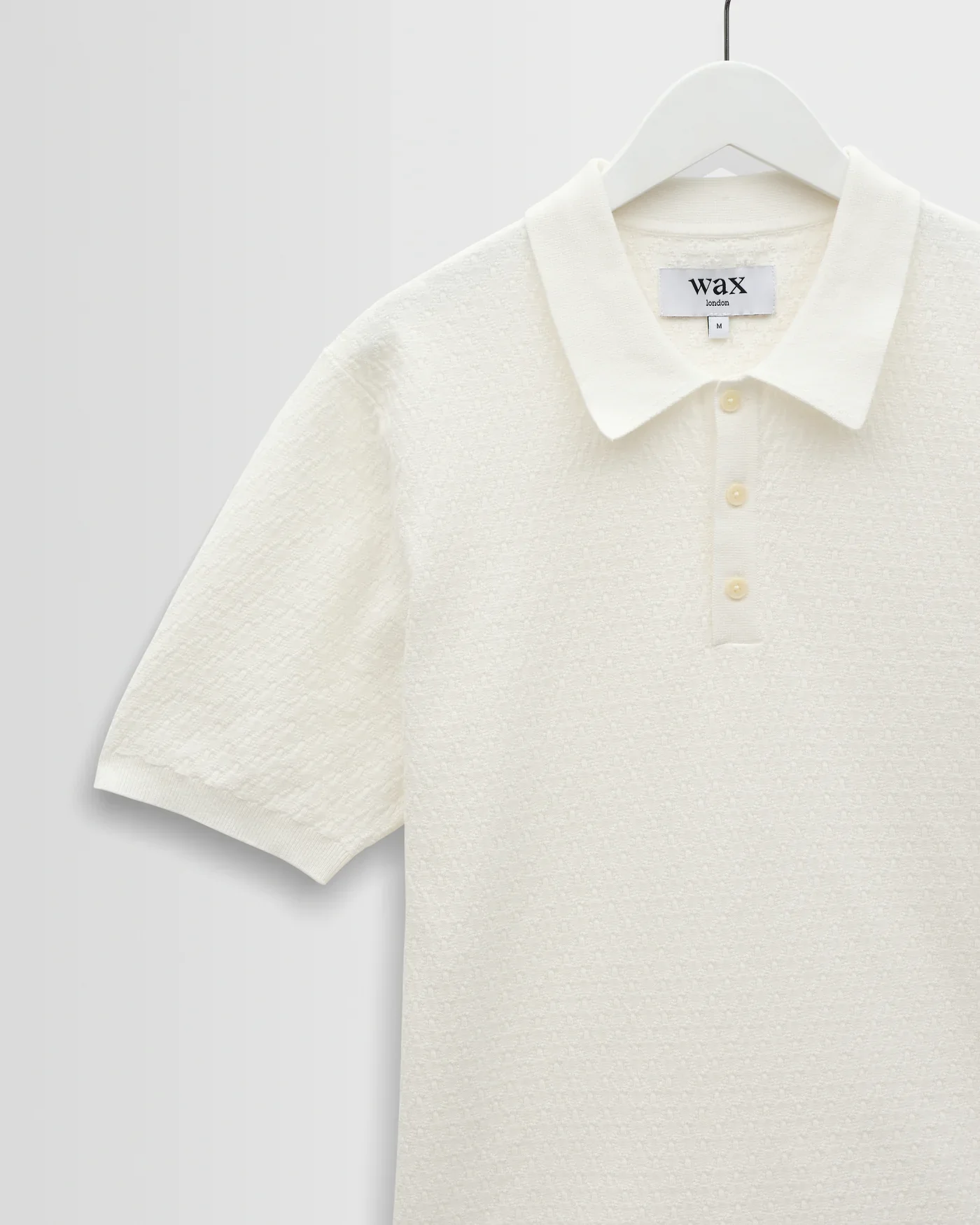 Wax London - Naples Retro Diamond Knitted Polo in Ecru - Image 3
