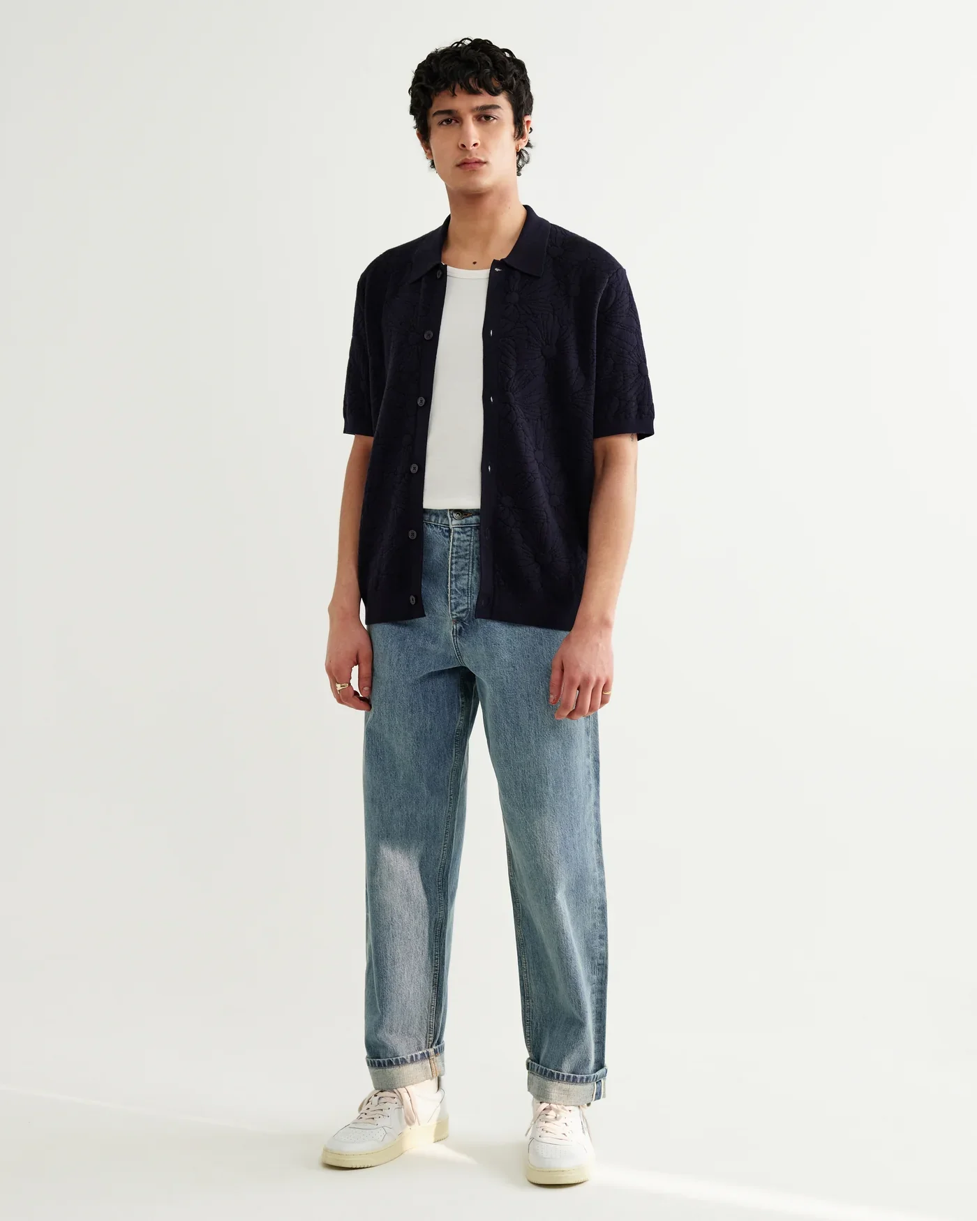 Wax London - Tellaro Floral Jacquard Shirt in Navy and Black - Image 4