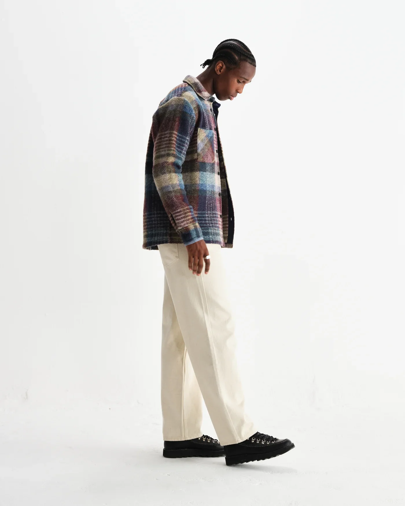 Wax London - Whiting Blue And Multicolour Wool Check Overshirt - Image 6