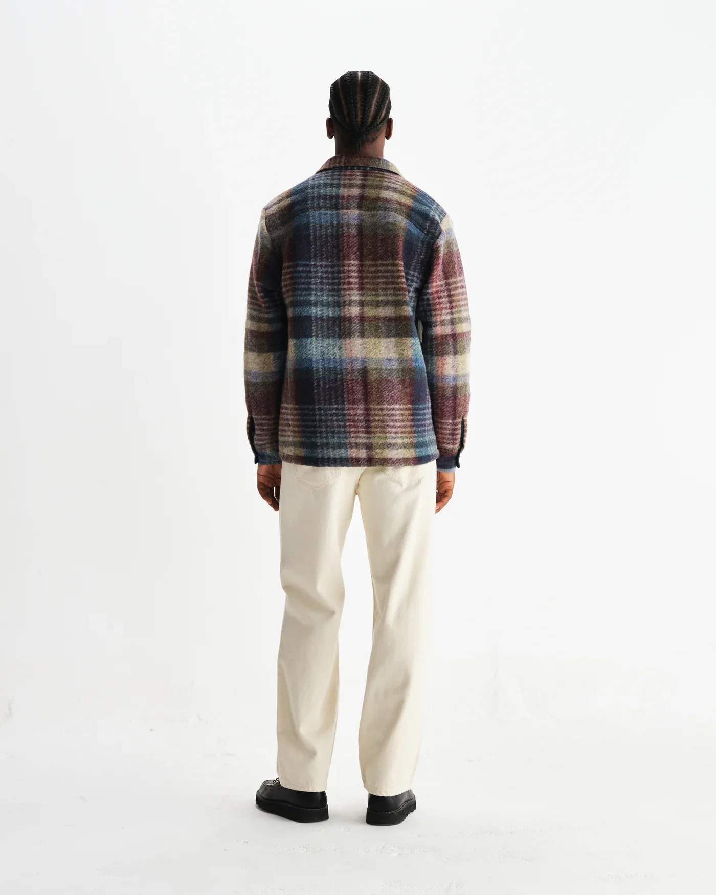 Wax London - Whiting Blue And Multicolour Wool Check Overshirt - Image 7