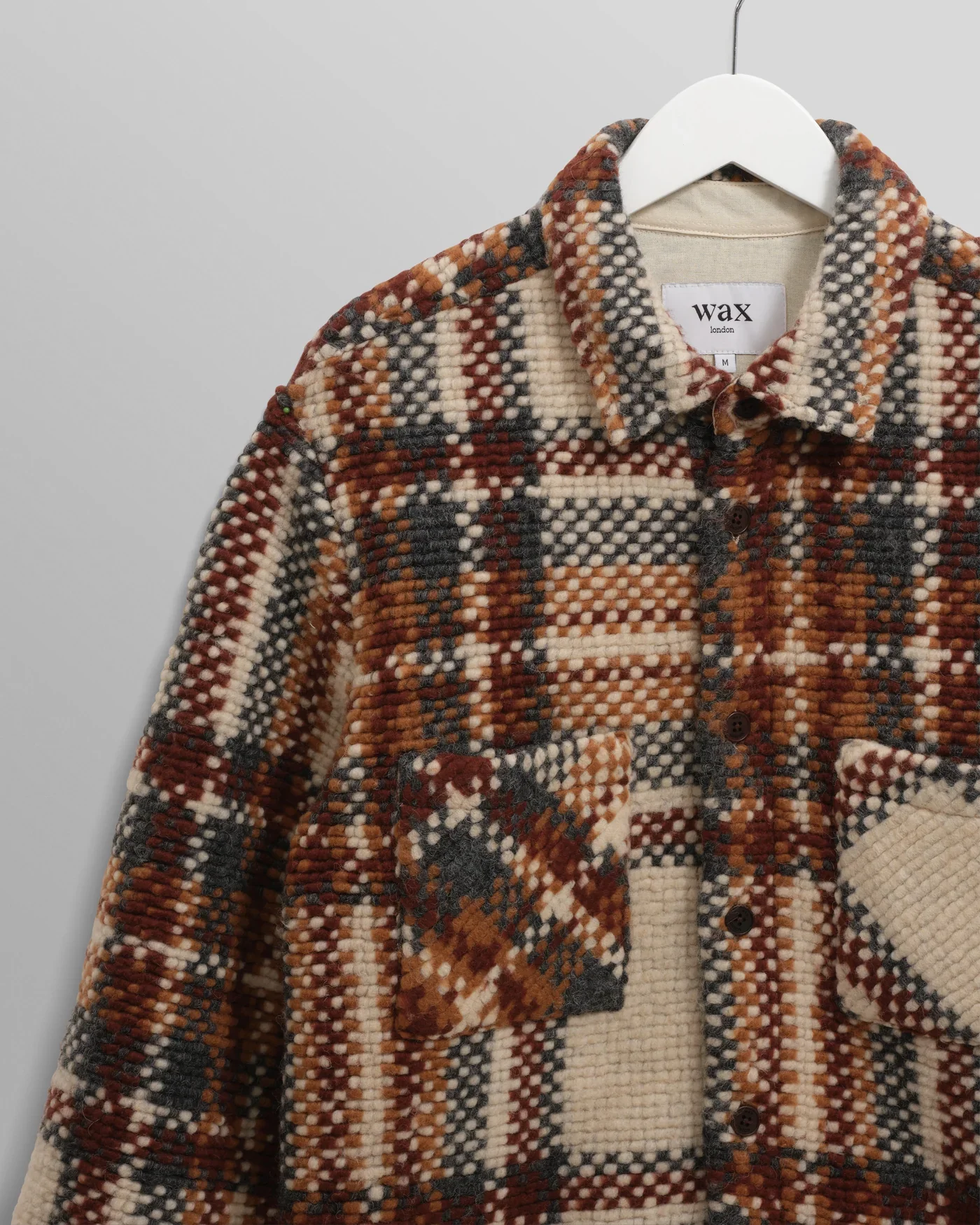 Wax London - Whiting Ecru And Multicolour Wool Bobble Overshirt - Image 3