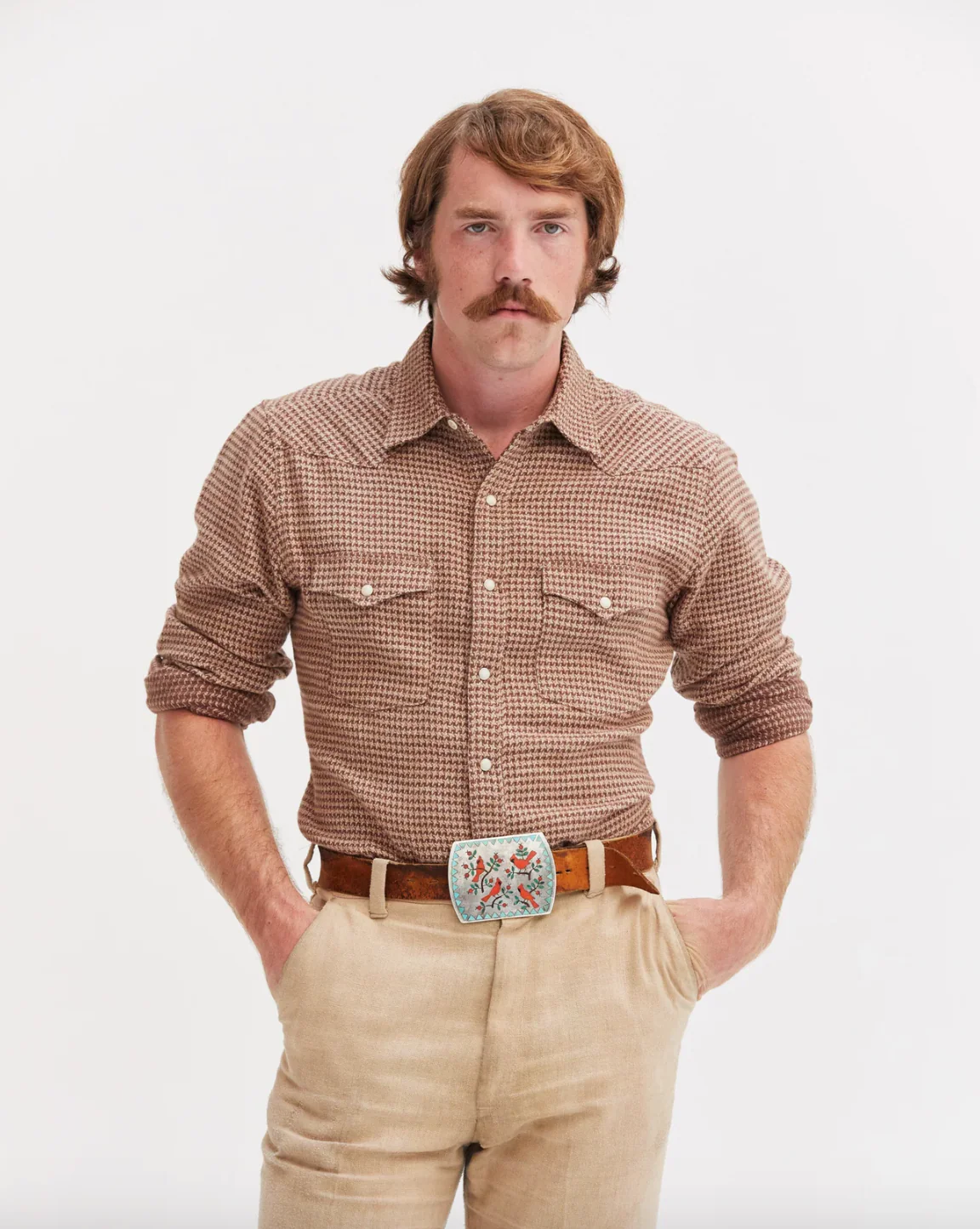 West Major- Houndstooth Flannel Rust - Image 3