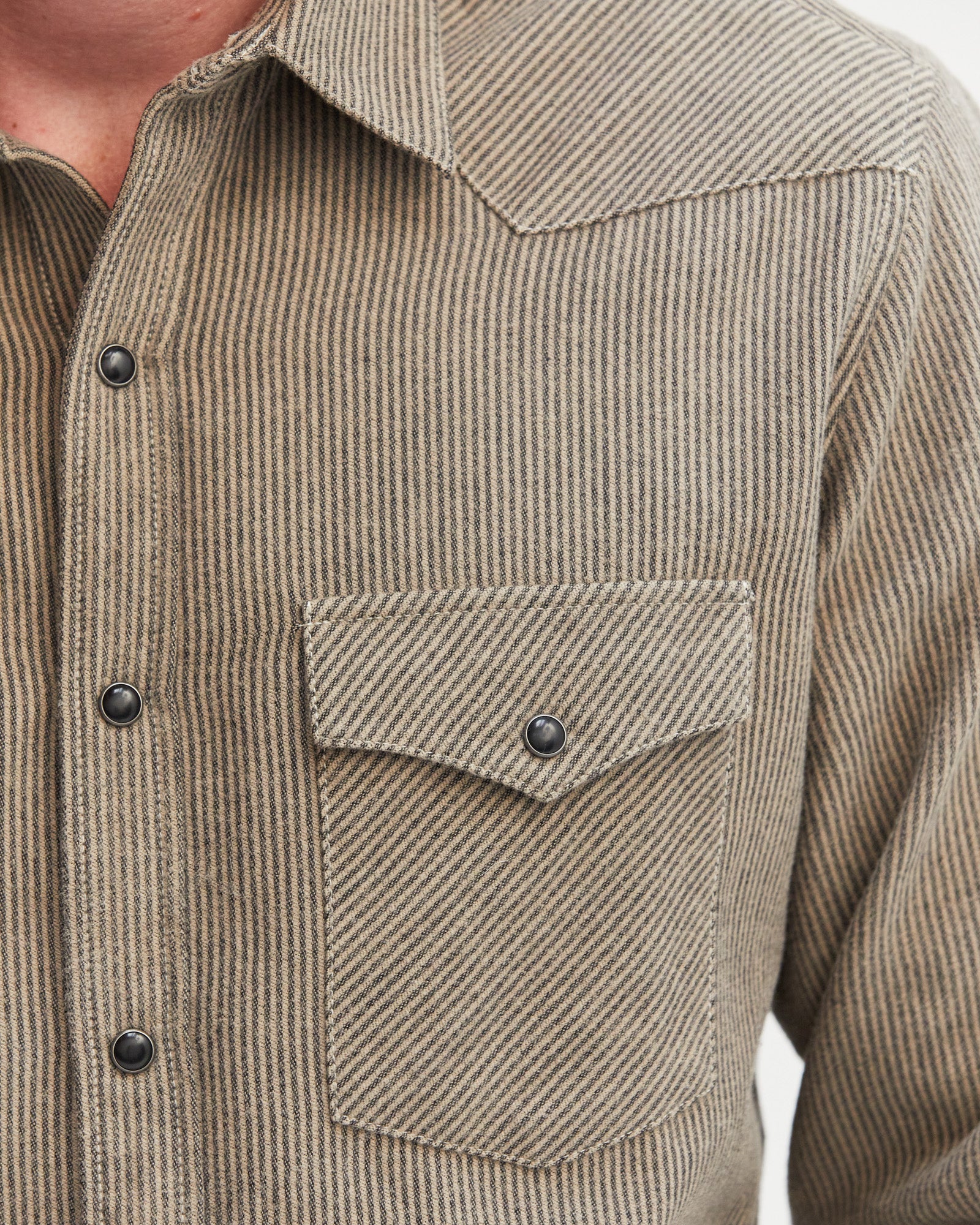 West Major- Railroad Stripe Floral Black and Tan - Image 5